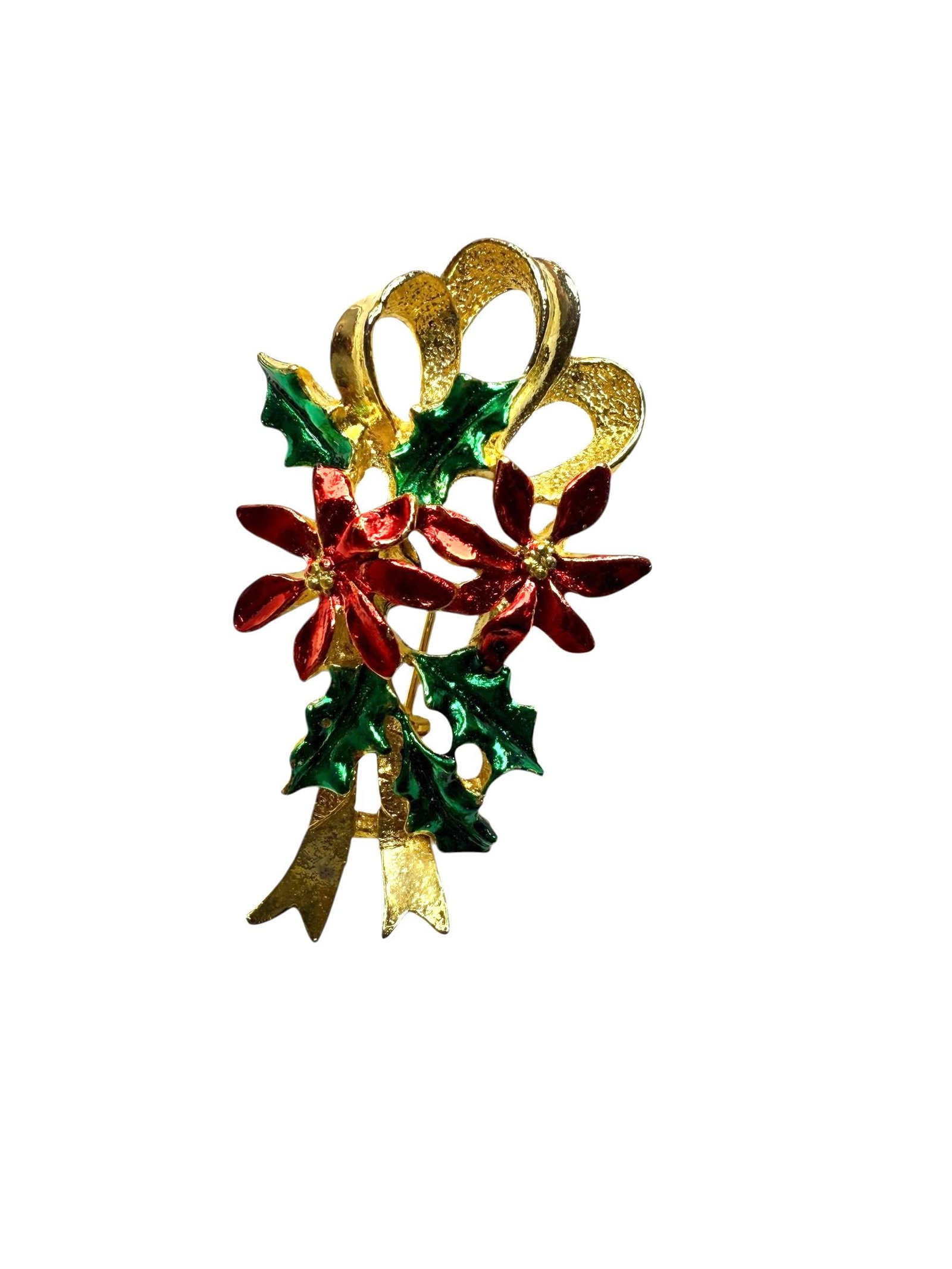 Gerry's Vintage Christmas Brooch Set of 2 StarTree and Poinsettia Holly - 12