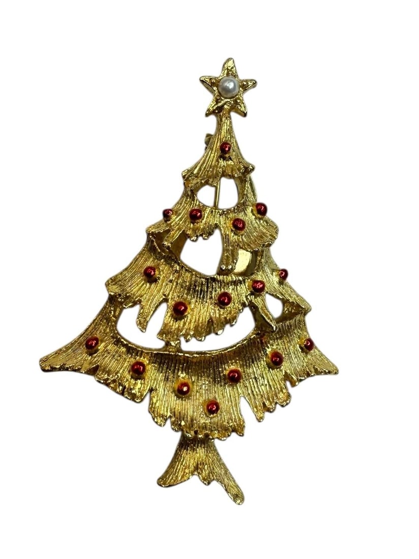 Gerry's Vintage Christmas Brooch Set of 2 StarTree and Poinsettia Holly - 5