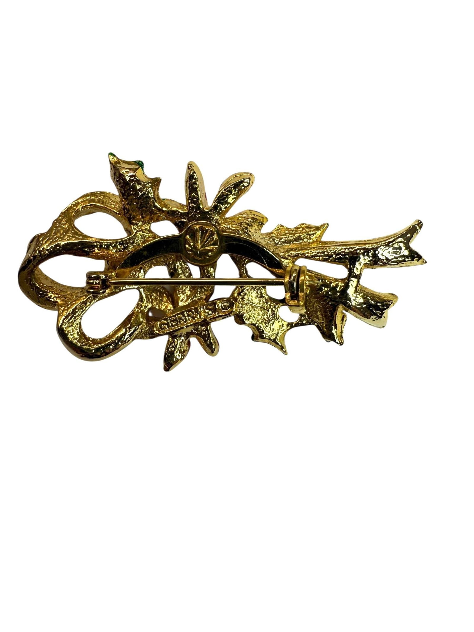 Gerry's Vintage Christmas Brooch Set of 2 StarTree and Poinsettia Holly - 6
