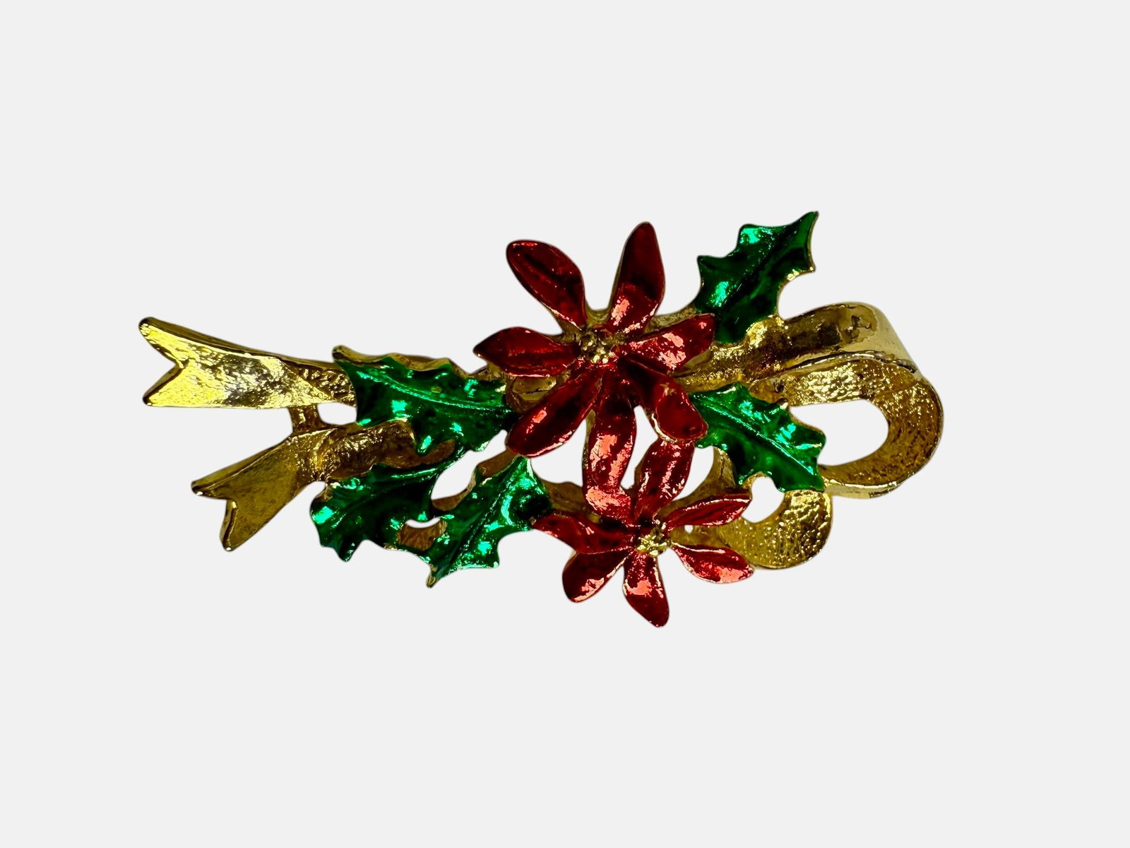 Gerry's Vintage Christmas Brooch Set of 2 StarTree and Poinsettia Holly - 7