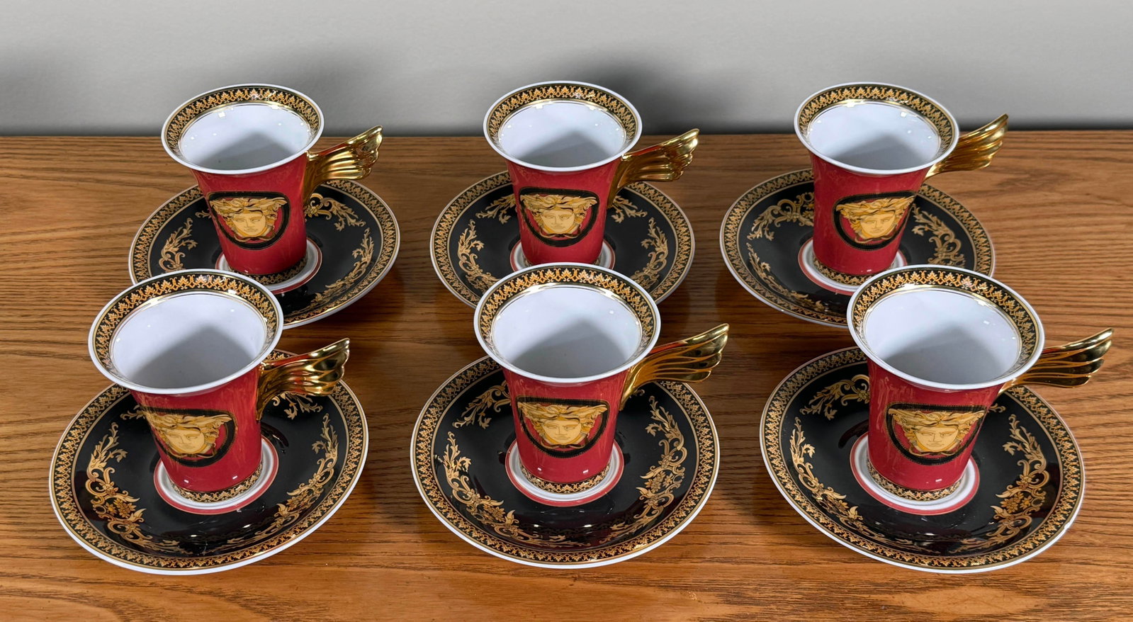 Baroque Versace Medusa Red Espresso Cups and Saucers - Set of 6 - 13