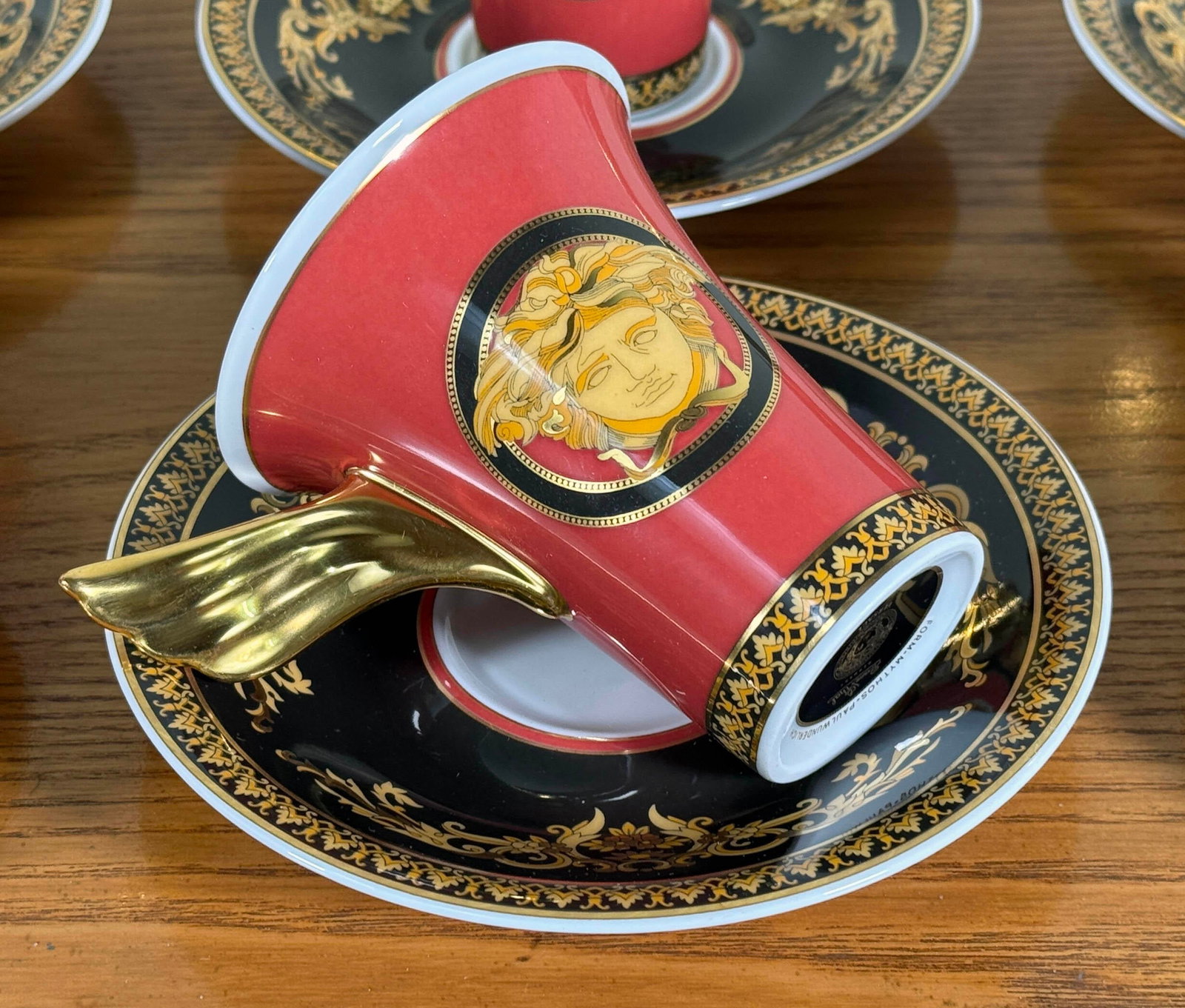 Baroque Versace Medusa Red Espresso Cups and Saucers - Set of 6 - 4