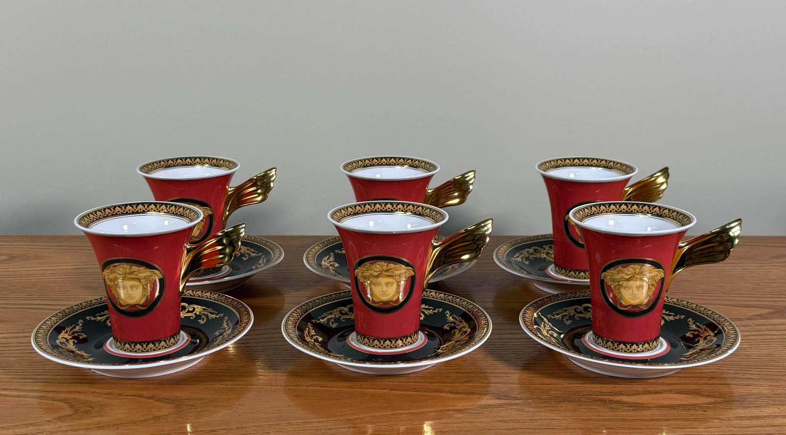 Baroque Versace Medusa Red Espresso Cups and Saucers - Set of 6 - 9