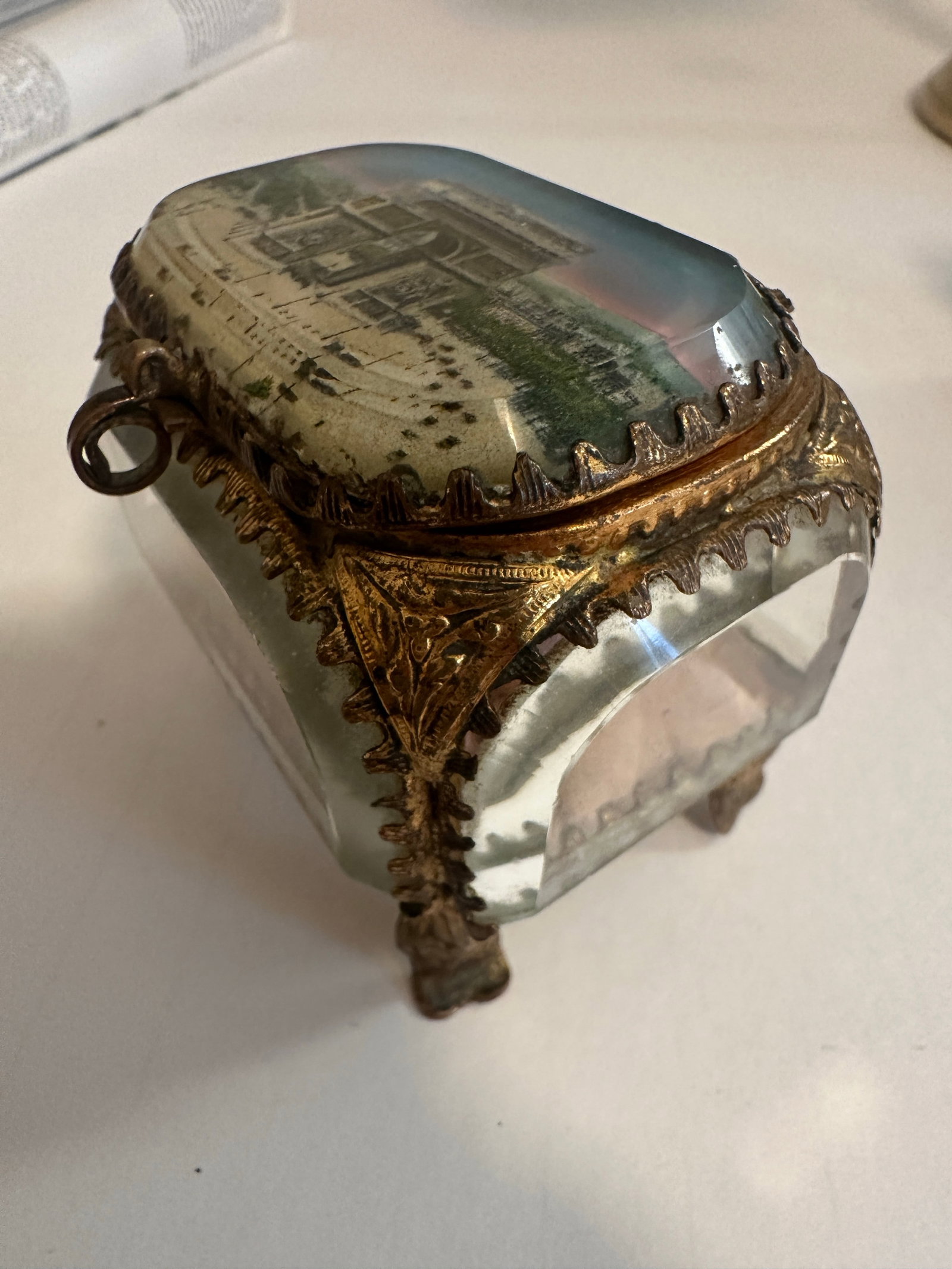 Antique Arc De Triomphe Antique French Beveled Glass Jewelry Box Souvenir Casket, Paris, C. 1900 - 9