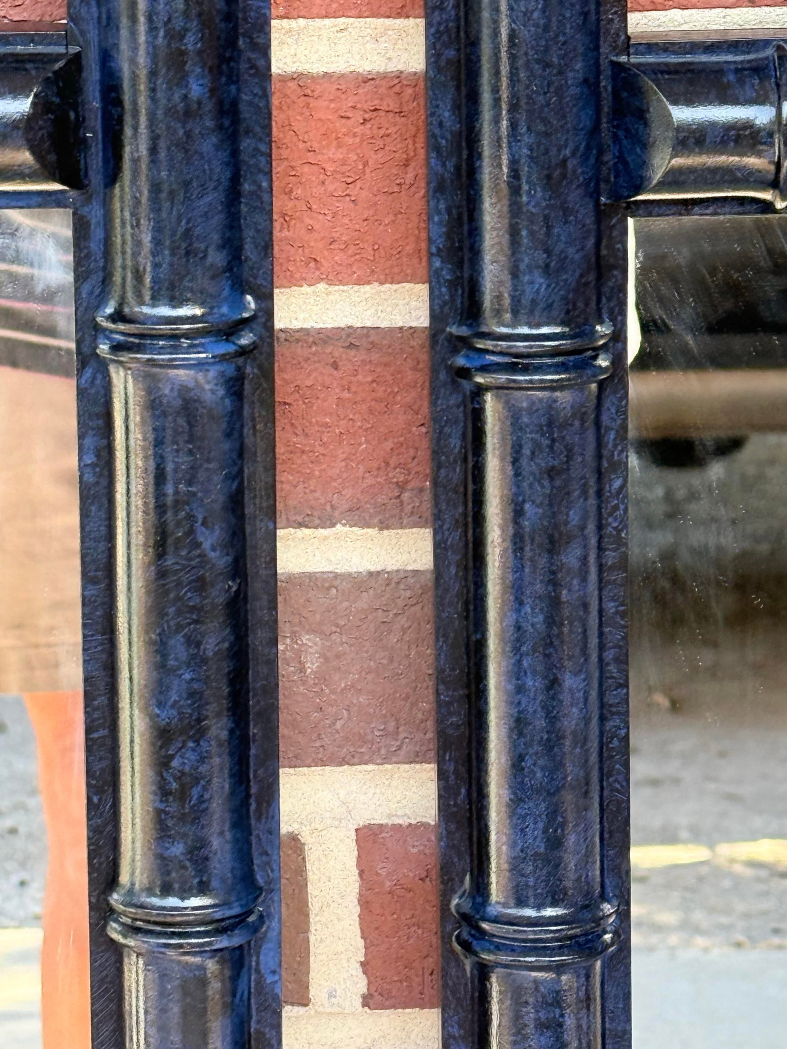 1970's Palm Beach Regency Bespoke Blue Lapis Faux Bamboo Wall Mirrors -Newly Painted - A Pair - 4