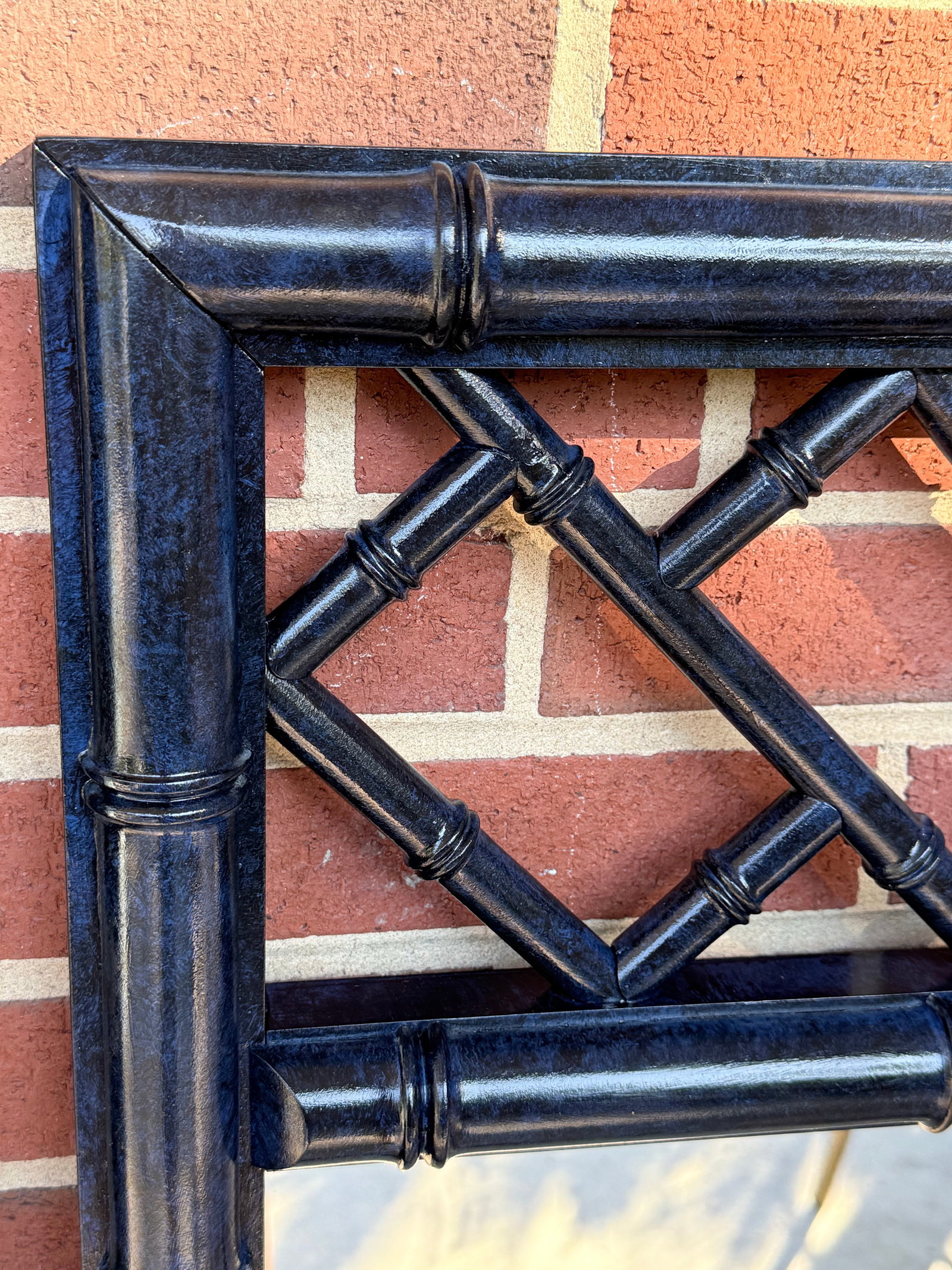 1970's Palm Beach Regency Bespoke Blue Lapis Faux Bamboo Wall Mirrors -Newly Painted - A Pair - 8