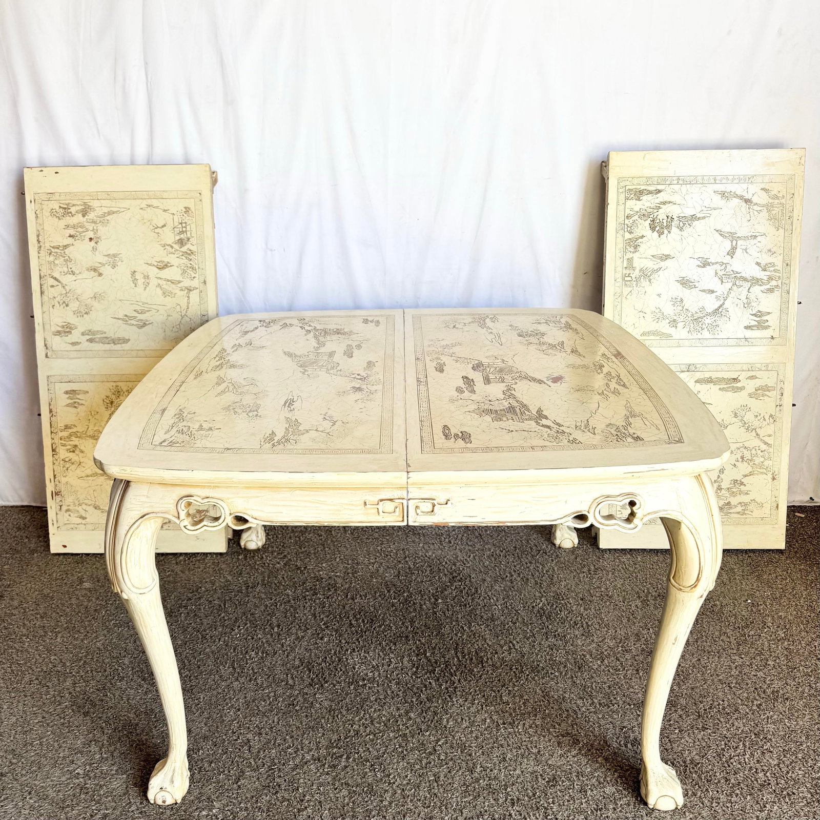Vintage "Ming Treasure" Hand Carved Ball in Claw Extendable Dining Table by Drexel - 2