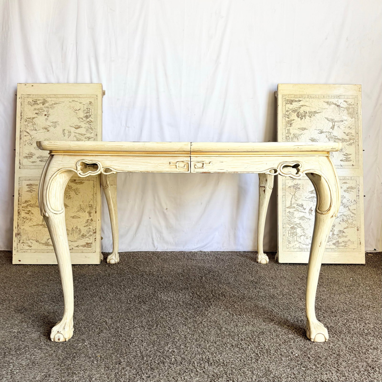 Vintage "Ming Treasure" Hand Carved Ball in Claw Extendable Dining Table by Drexel - 3