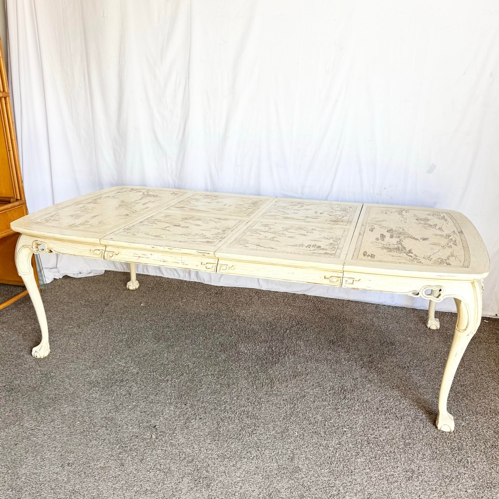 Vintage "Ming Treasure" Hand Carved Ball in Claw Extendable Dining Table by Drexel - 4