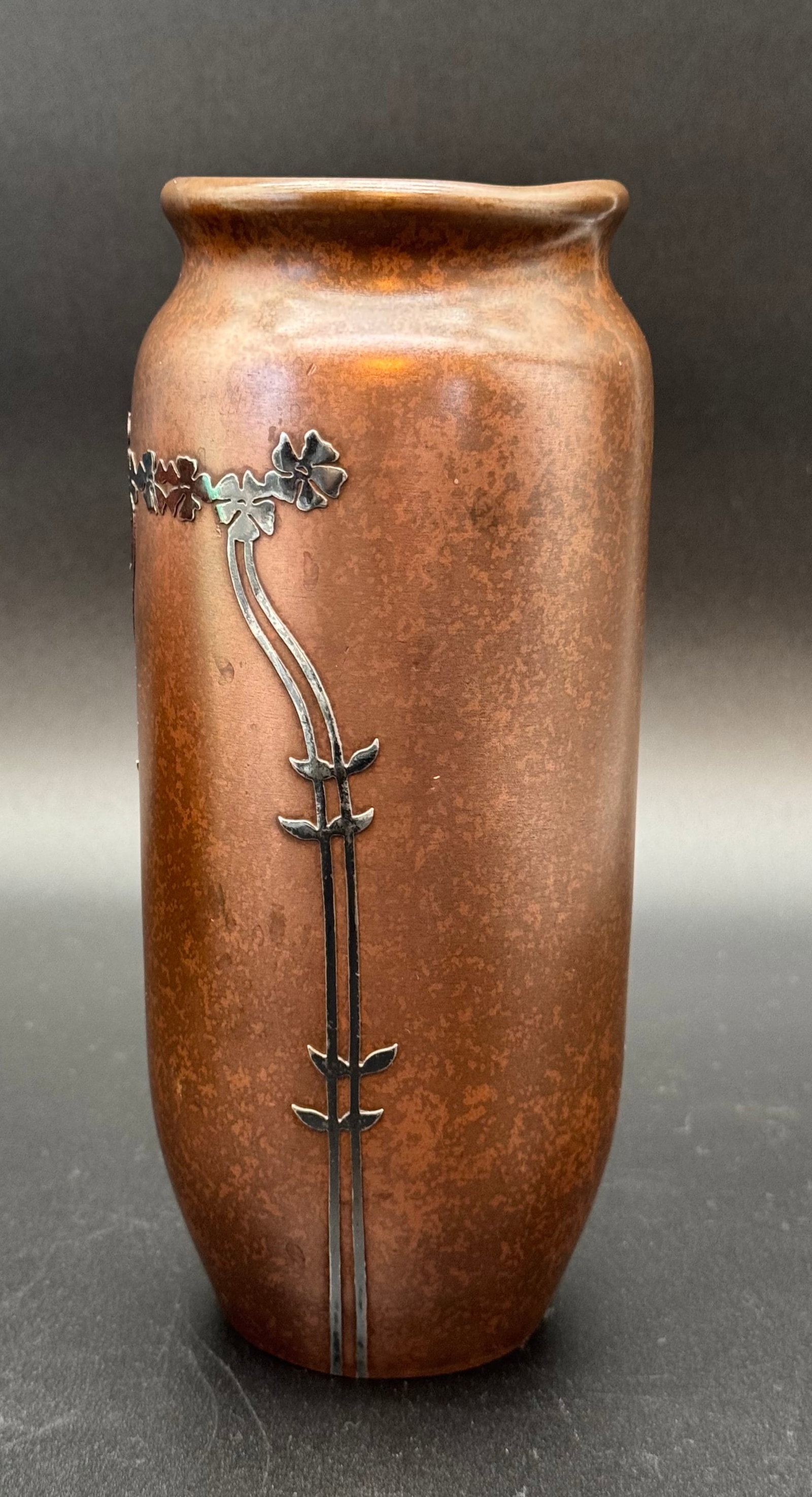 1912 Otto Heinz Sterling Silver on Bronze Vase, Signed - 10