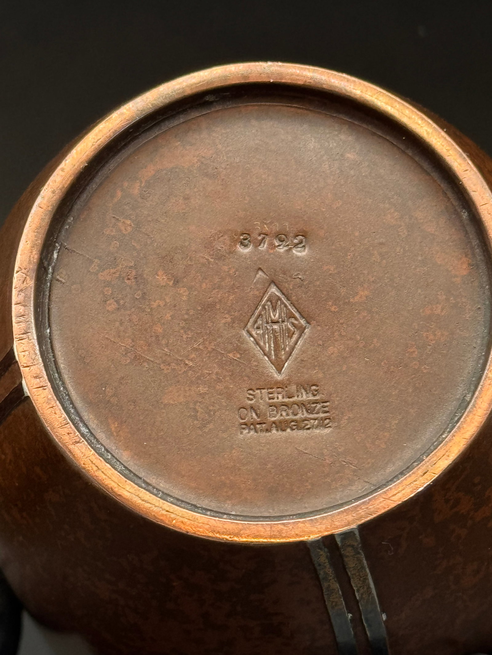 1912 Otto Heinz Sterling Silver on Bronze Vase, Signed - 2