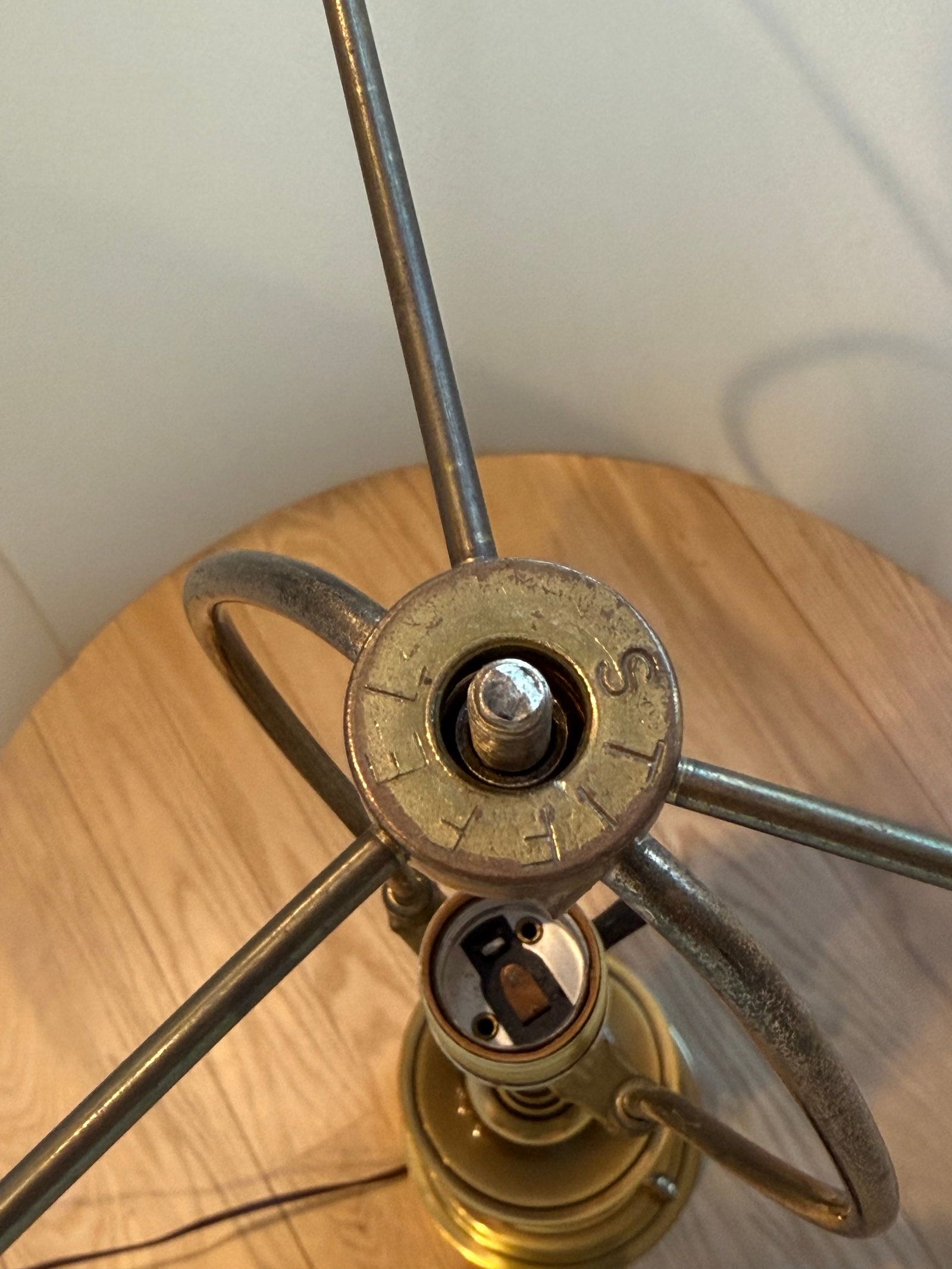 Stiffel Solid Brass Table Lamps With Original Shades 1950s - A Pair - 11
