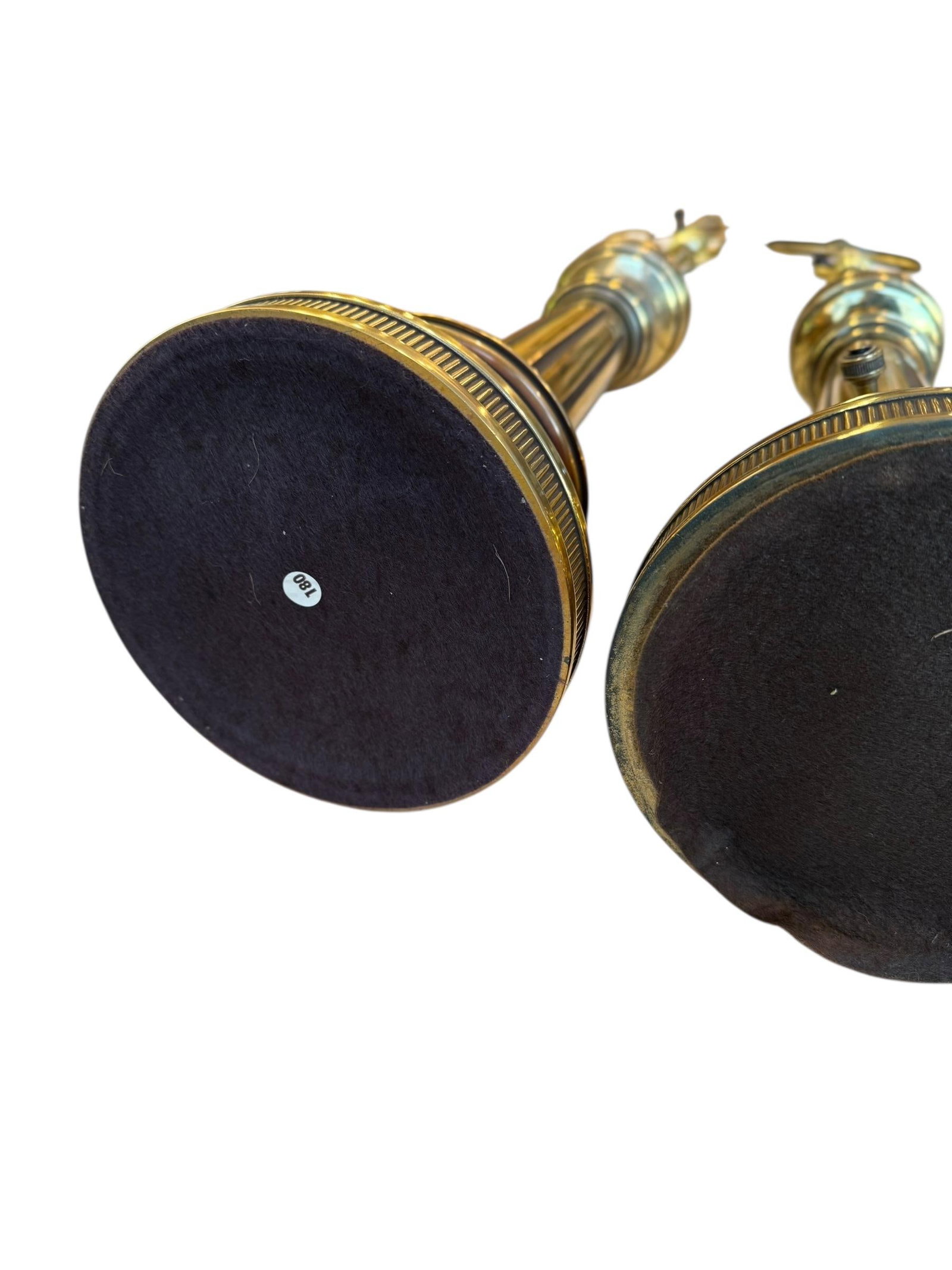 Stiffel Solid Brass Table Lamps With Original Shades 1950s - A Pair - 4