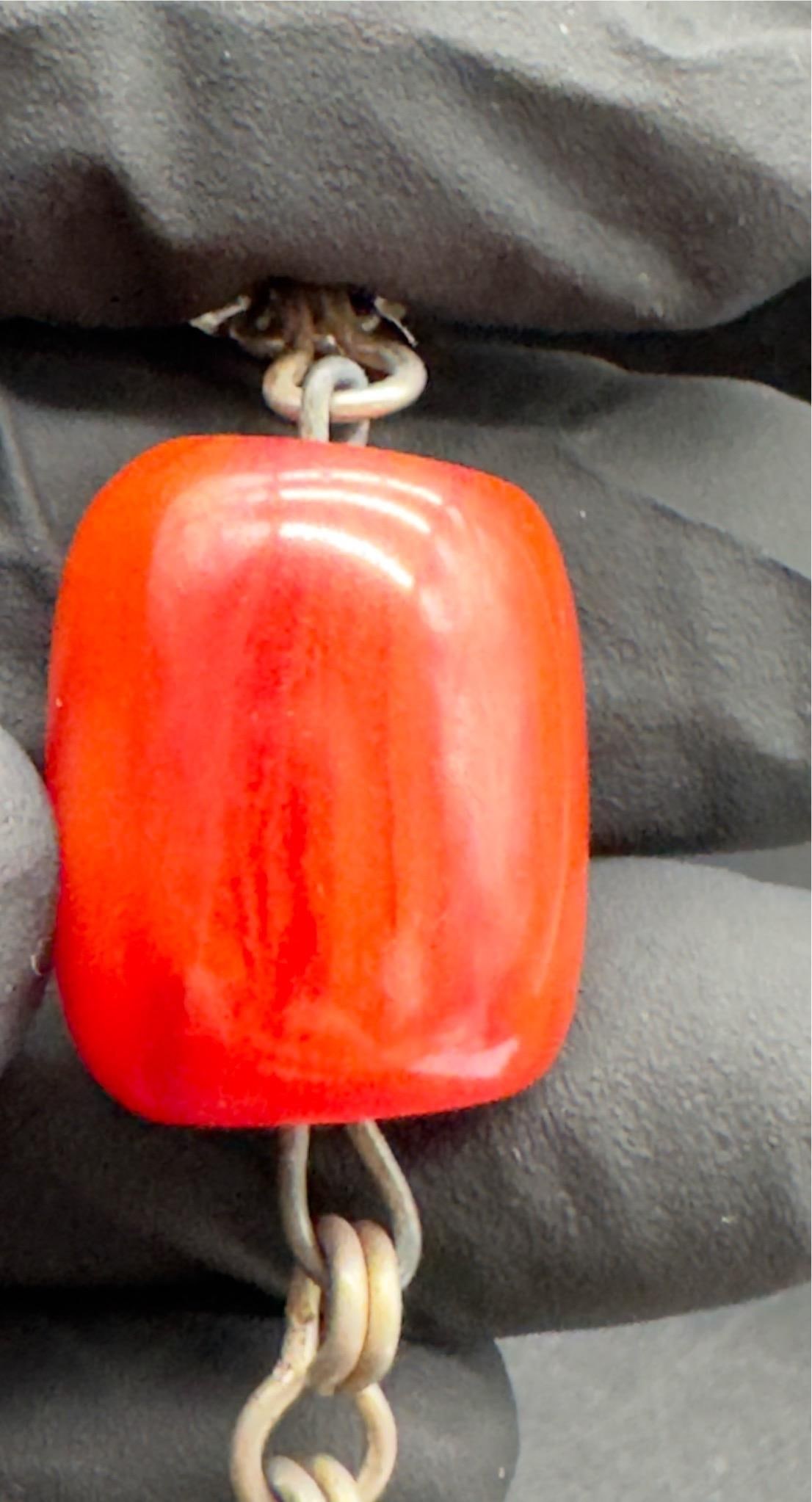 Antique Turkish Faturan Cherry Bakelite Coin Charm Necklace - 10