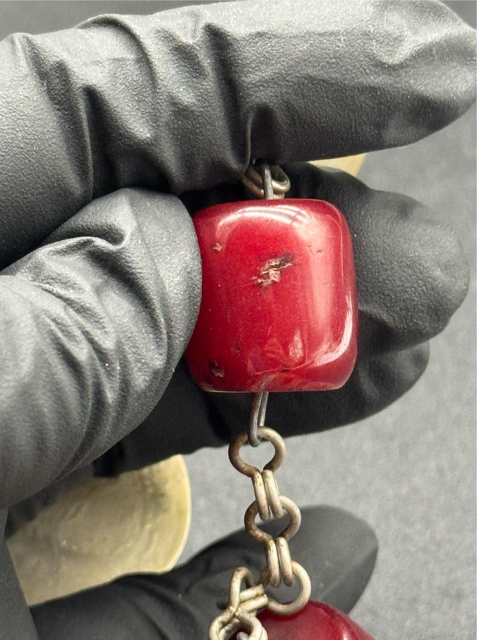 Antique Turkish Faturan Cherry Bakelite Coin Charm Necklace - 16