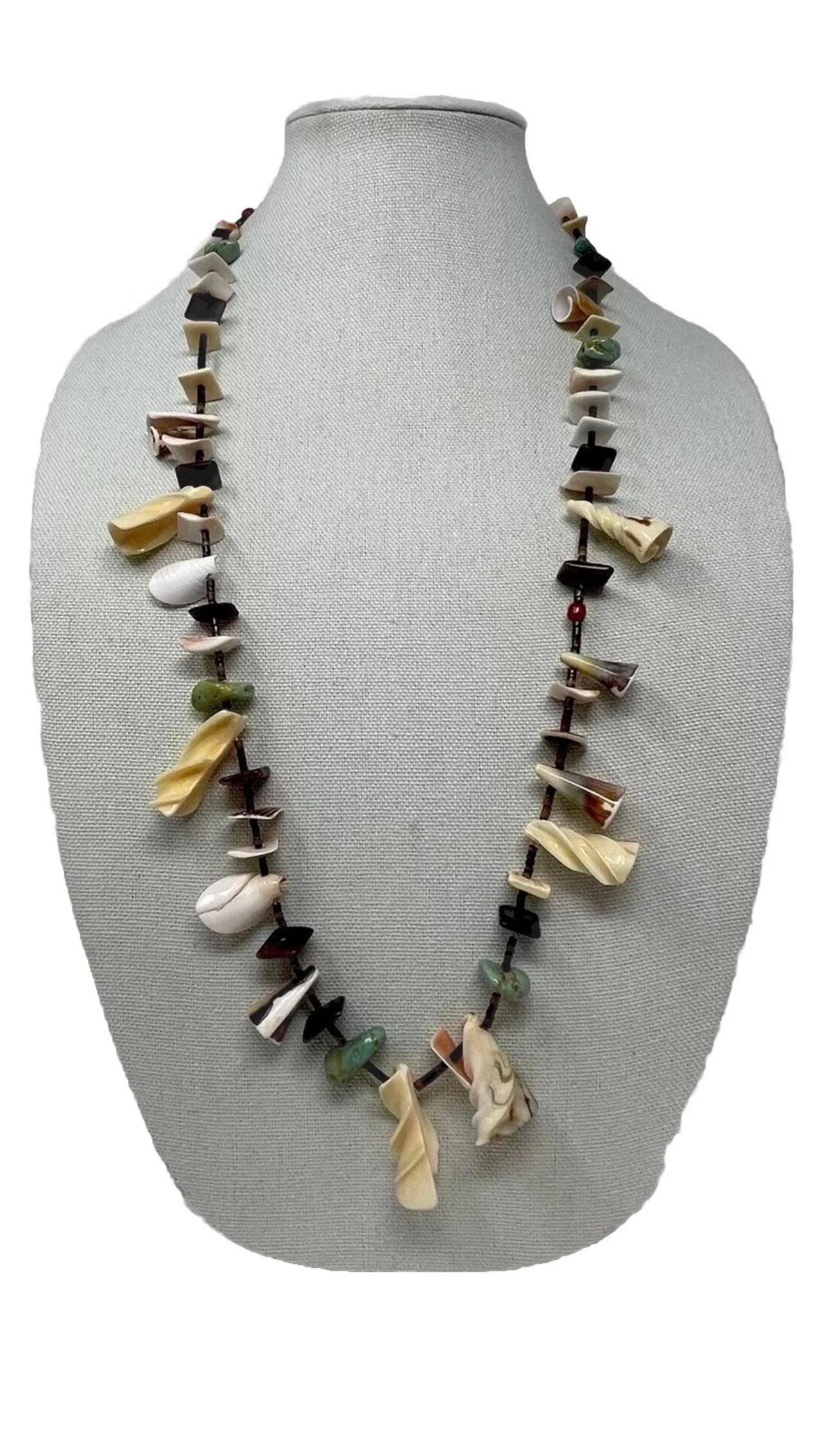 1980s Navajo Turquoise, Shell and Heishi Bead Necklace. Native American Necklace, Unisex - 3