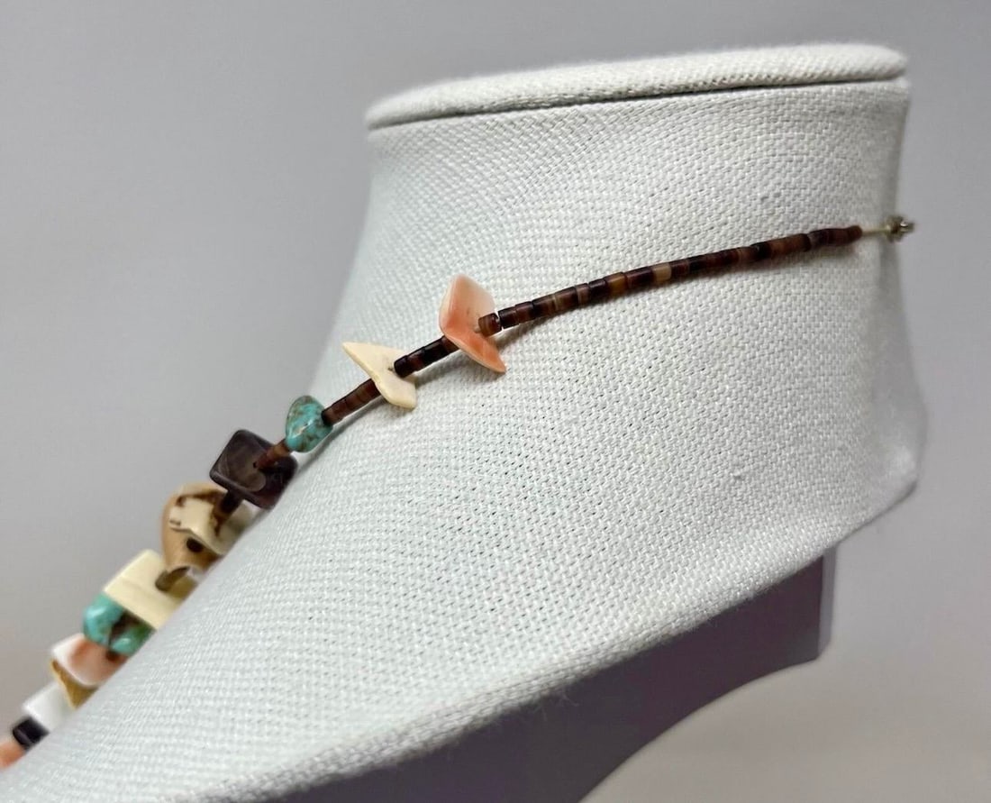 1980s Navajo Turquoise, Shell and Heishi Bead Necklace. Native American Necklace, Unisex - 4
