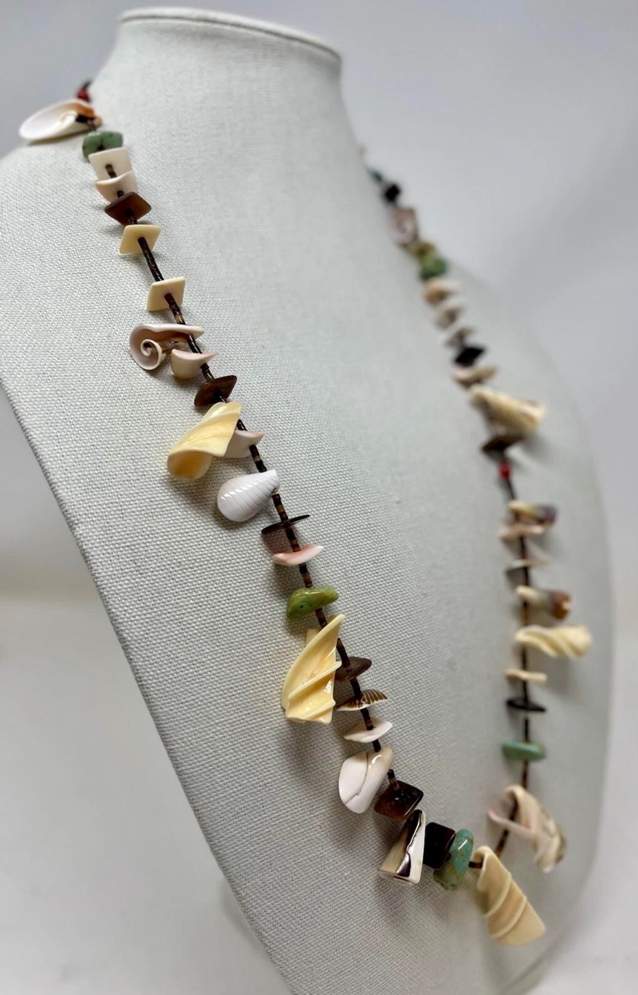 1980s Navajo Turquoise, Shell and Heishi Bead Necklace. Native American Necklace, Unisex - 5