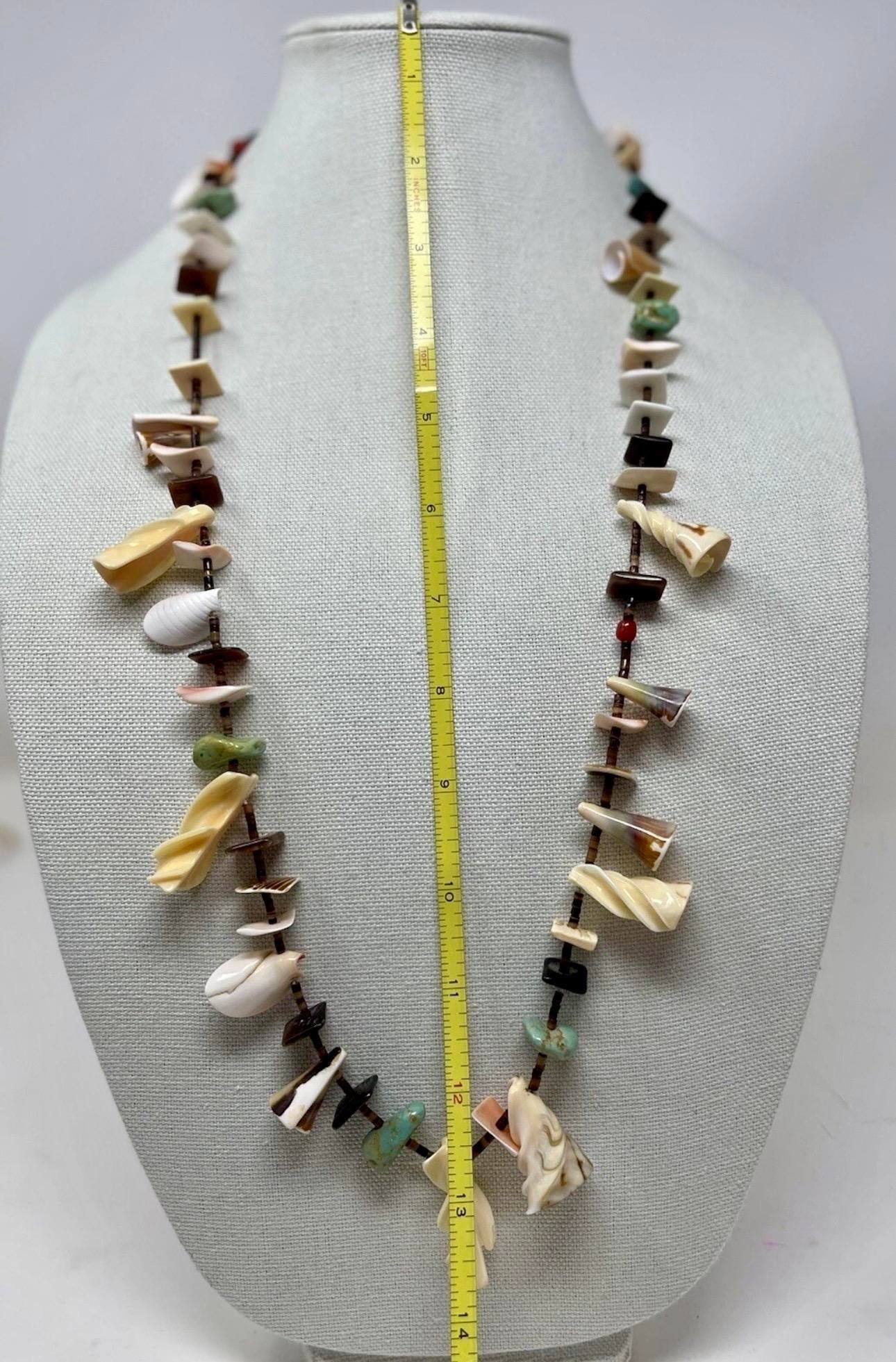 1980s Navajo Turquoise, Shell and Heishi Bead Necklace. Native American Necklace, Unisex - 9