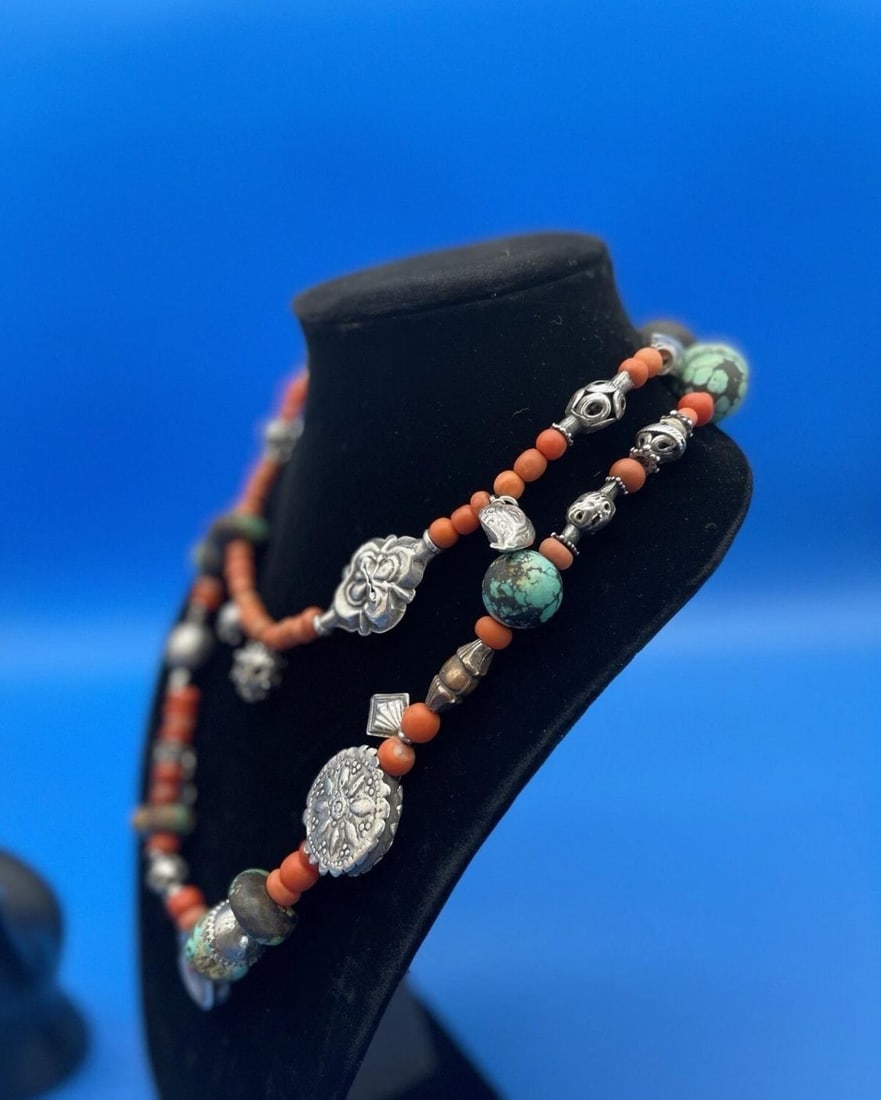 Antique Tajik/Uzbek Necklace and Ring Set. Central Asian Jewelry - 2