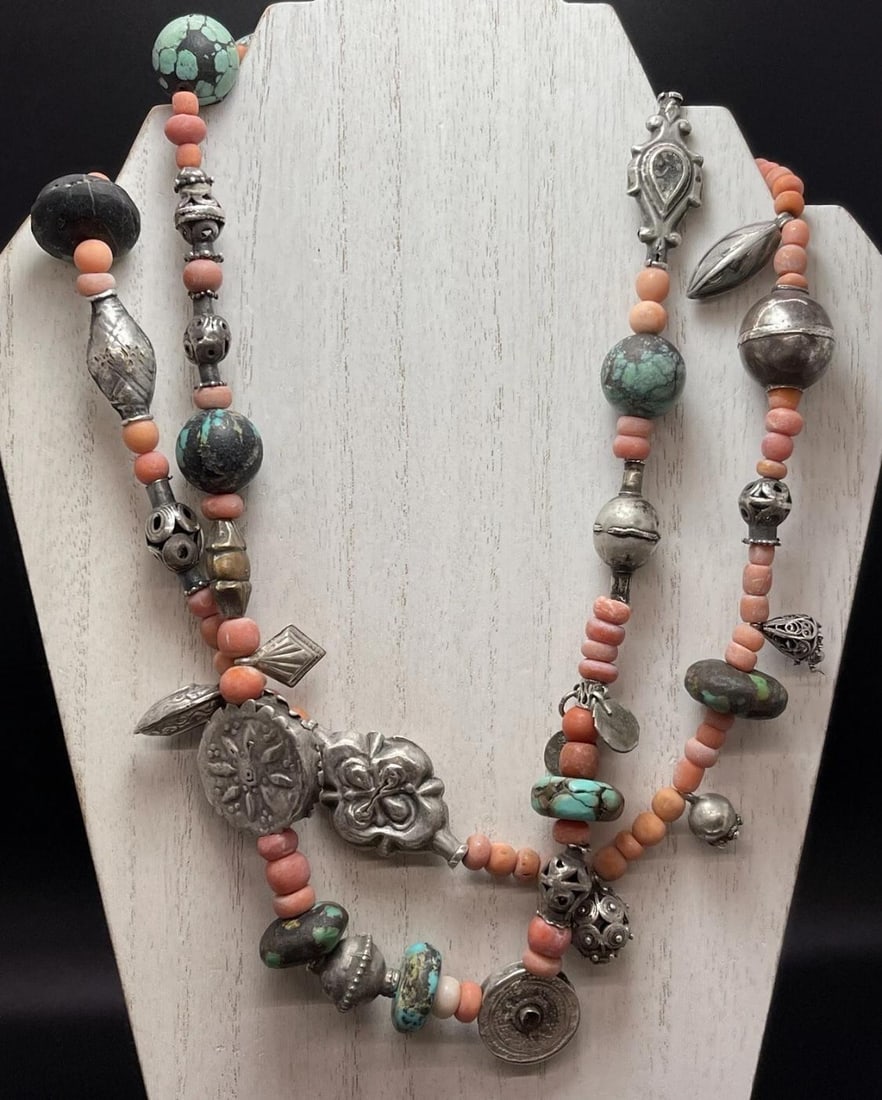 Antique Tajik/Uzbek Necklace and Ring Set. Central Asian Jewelry - 6
