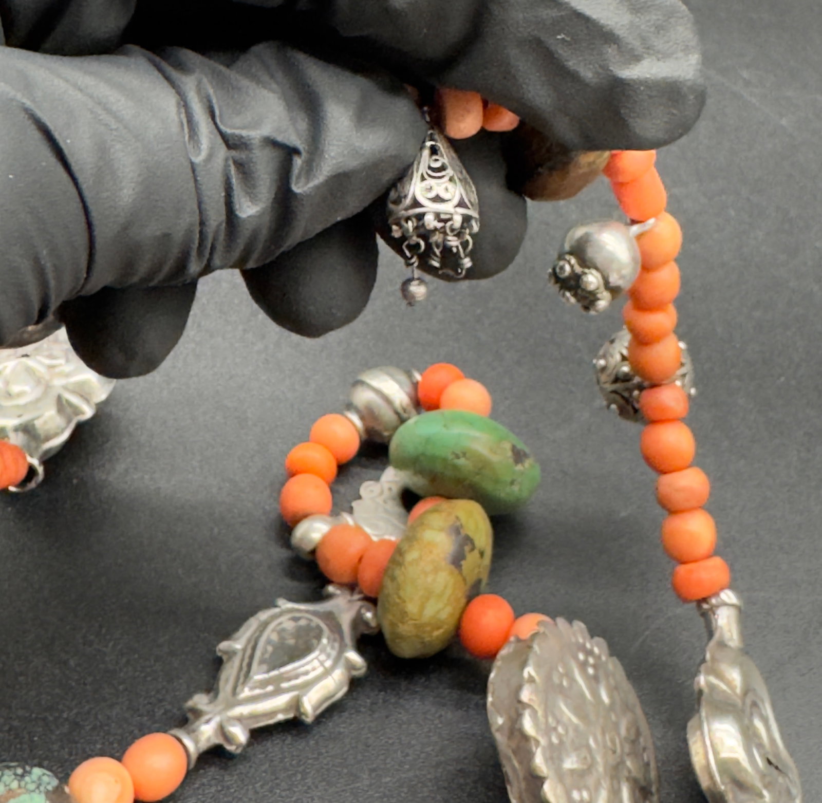 Antique Tajik/Uzbek Necklace and Ring Set. Central Asian Jewelry - 9