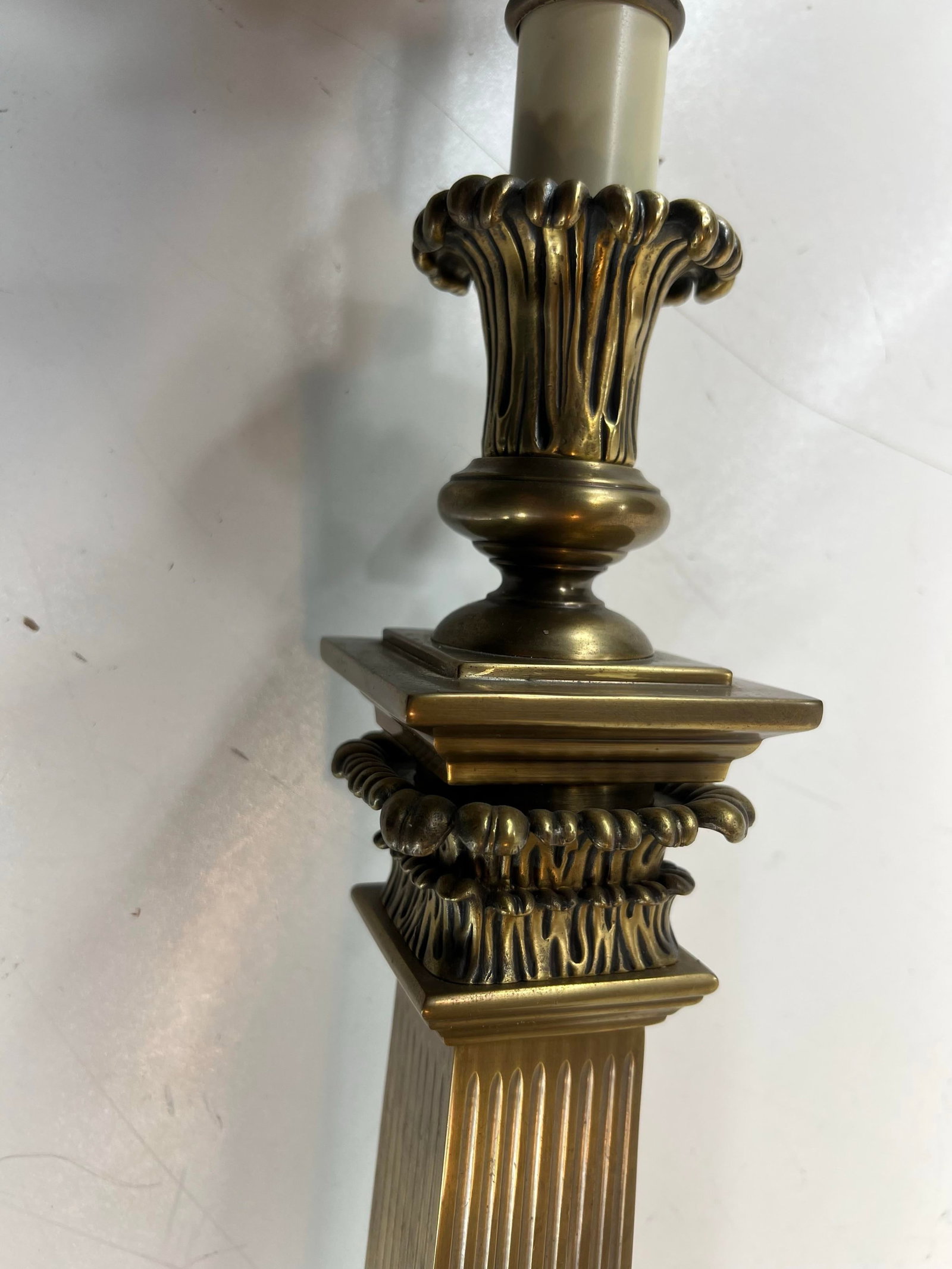 Vintage Decorative Crafts Inc. Fluted Columns Corinthian Capitals Solid Brass Buffet 38" Table Lamps - 10