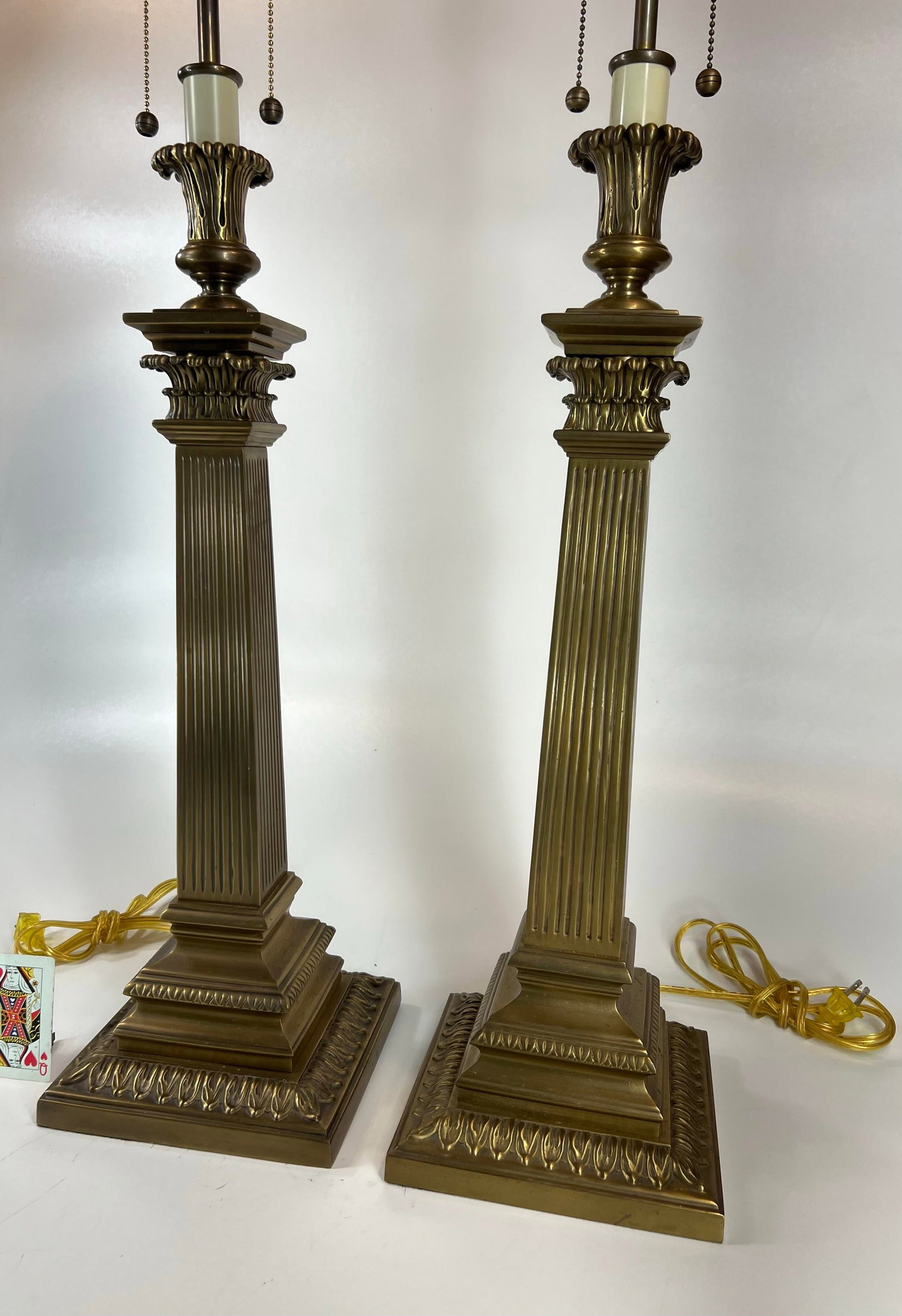 Vintage Decorative Crafts Inc. Fluted Columns Corinthian Capitals Solid Brass Buffet 38" Table Lamps - 11