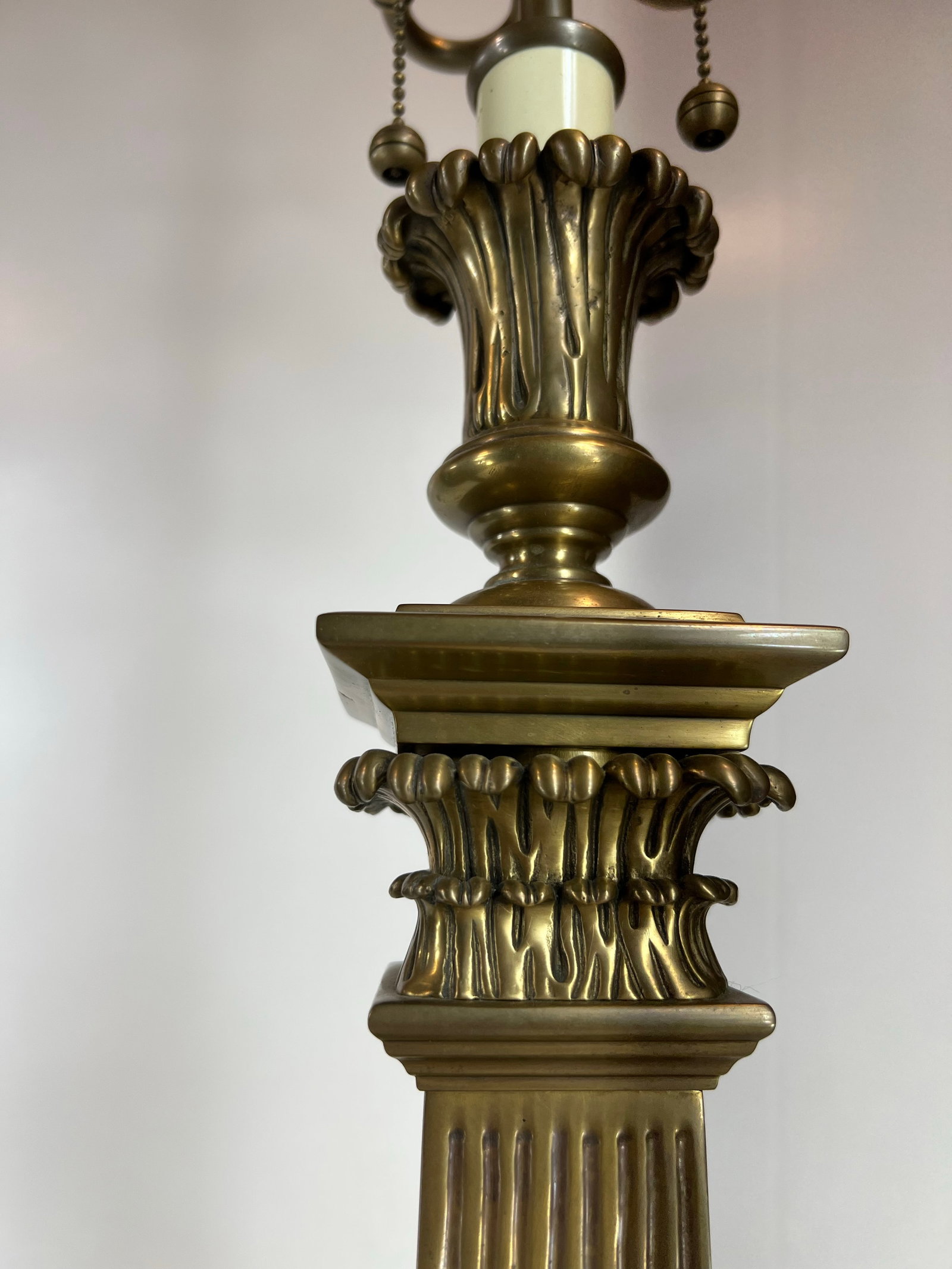 Vintage Decorative Crafts Inc. Fluted Columns Corinthian Capitals Solid Brass Buffet 38" Table Lamps - 3