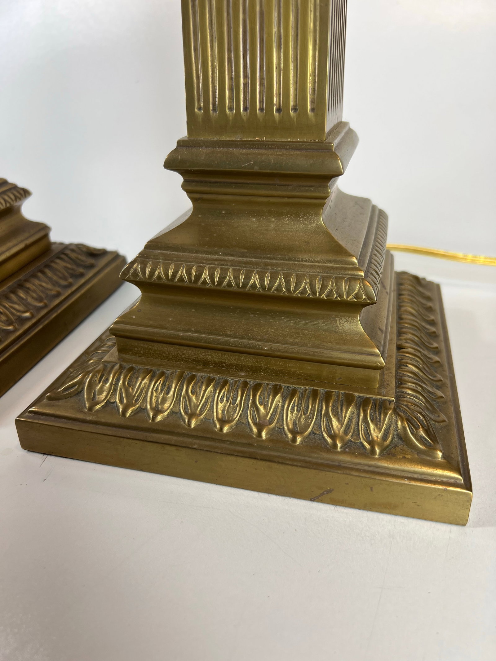 Vintage Decorative Crafts Inc. Fluted Columns Corinthian Capitals Solid Brass Buffet 38" Table Lamps - 4