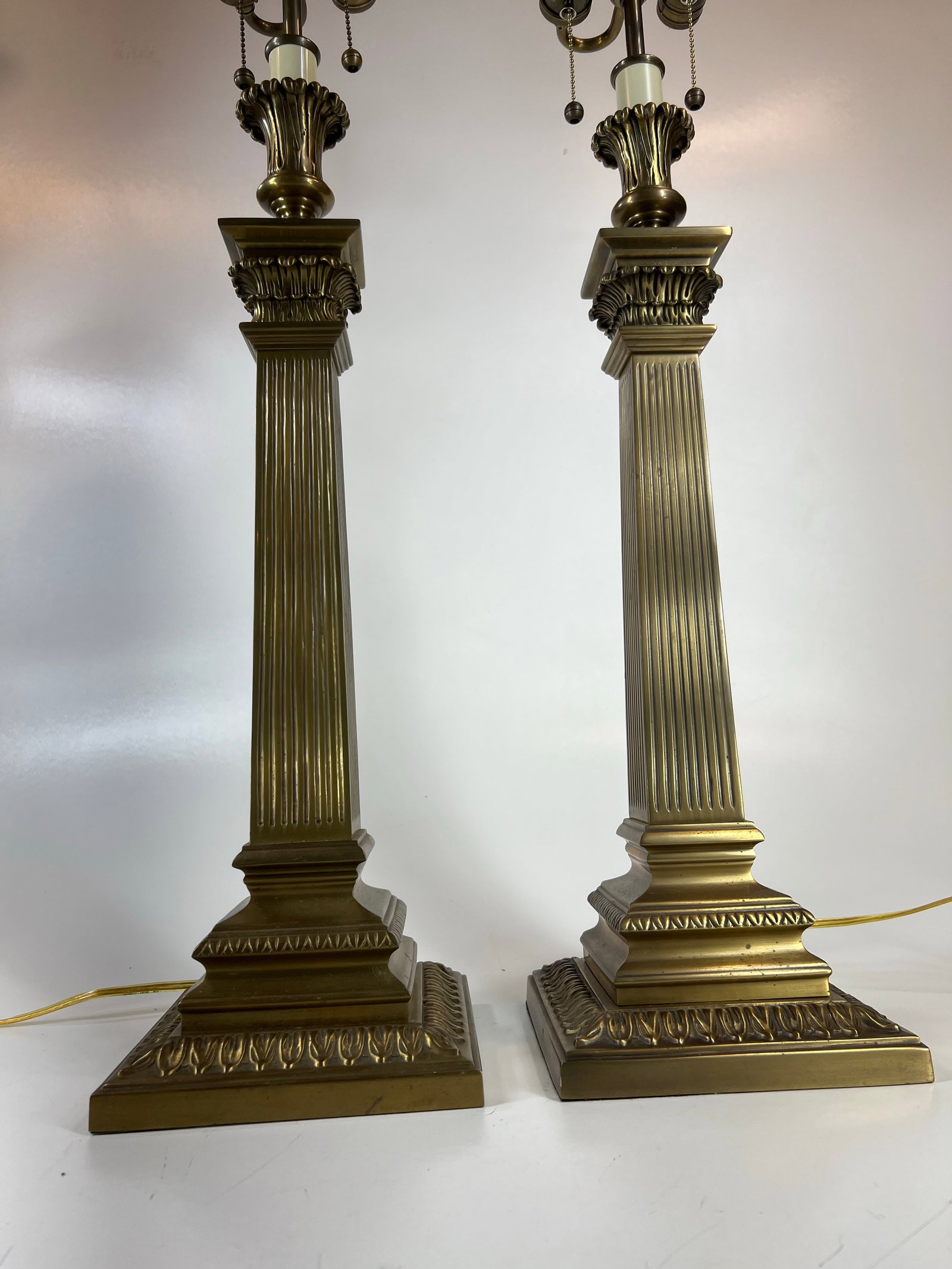 Vintage Decorative Crafts Inc. Fluted Columns Corinthian Capitals Solid Brass Buffet 38" Table Lamps - 8