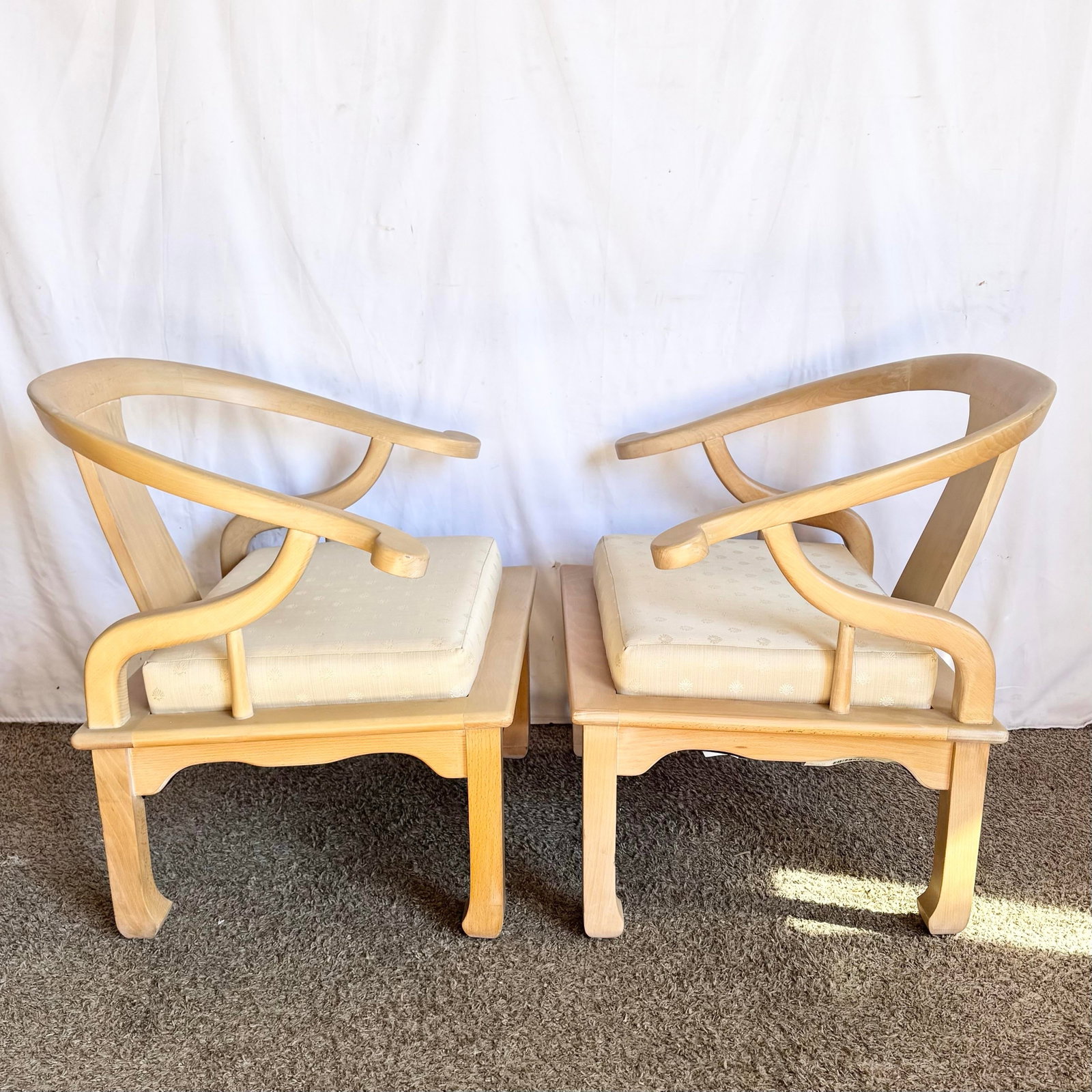 Ming Style Wooden Horseshoe Chairs by Harris Marcus Furniture - A Pair - 4