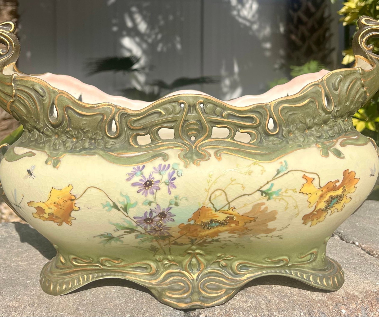 Fine Antique Porcelain Oblong Planter Marked Ernst Wahliss Austria - 2