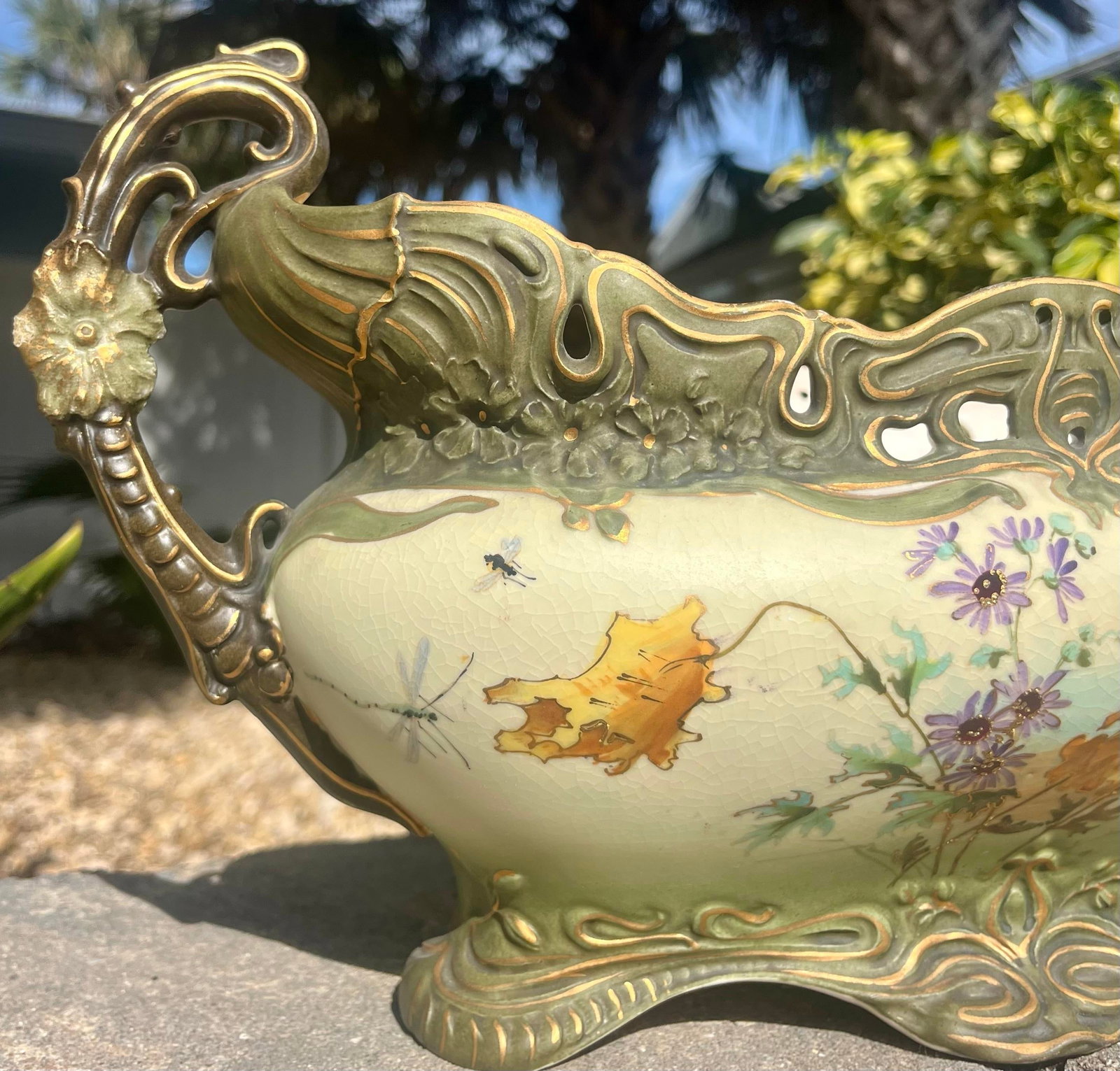 Fine Antique Porcelain Oblong Planter Marked Ernst Wahliss Austria - 4