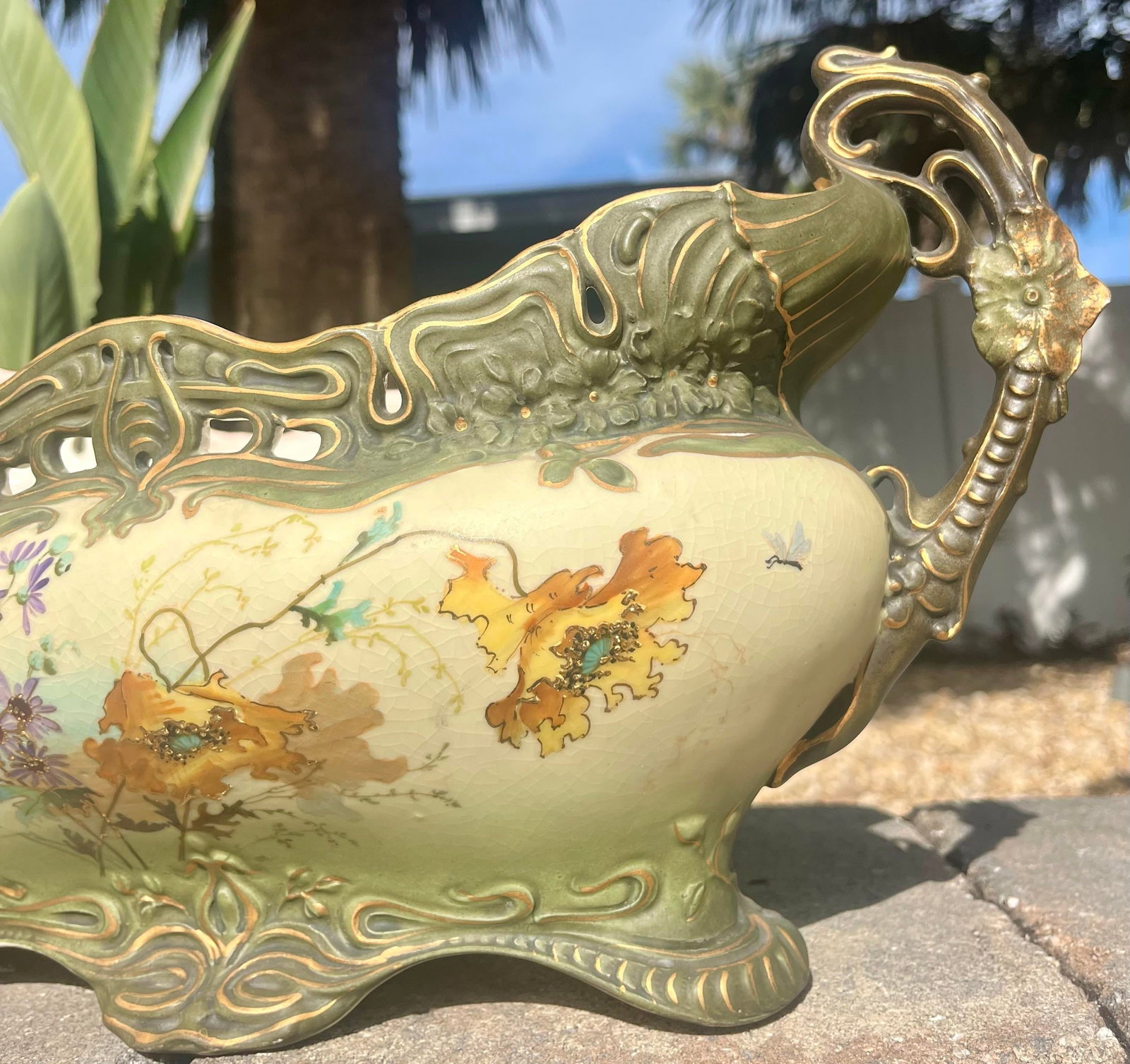 Fine Antique Porcelain Oblong Planter Marked Ernst Wahliss Austria - 5