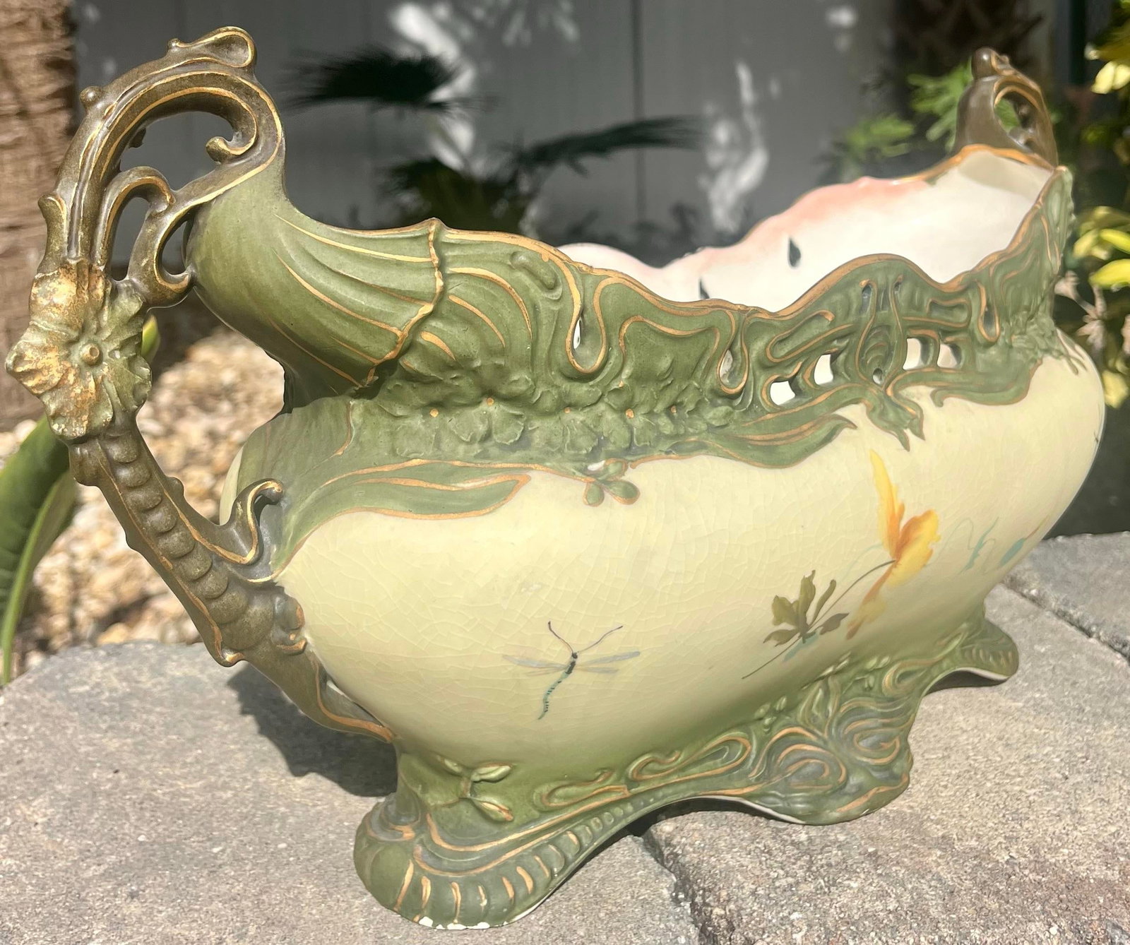 Fine Antique Porcelain Oblong Planter Marked Ernst Wahliss Austria - 7