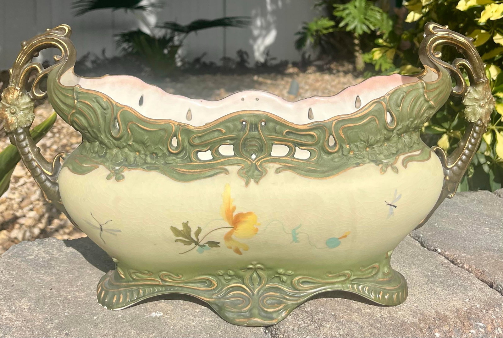 Fine Antique Porcelain Oblong Planter Marked Ernst Wahliss Austria - 8