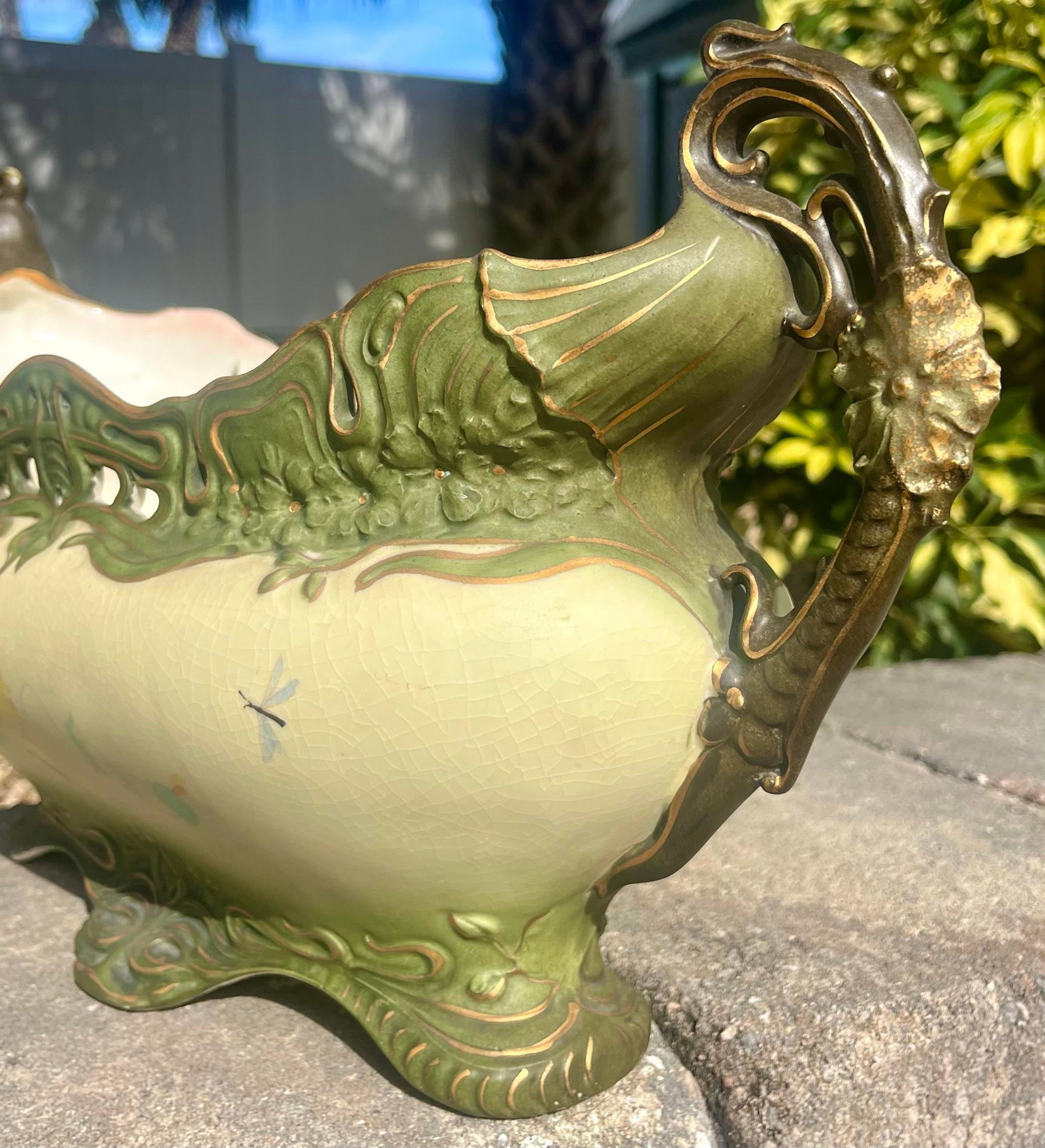 Fine Antique Porcelain Oblong Planter Marked Ernst Wahliss Austria - 9