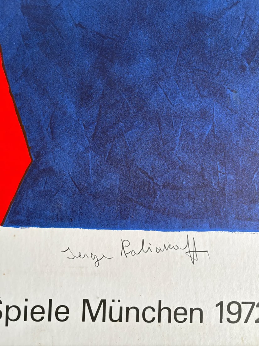 Vintage Original 1972 Munich Olympics Sport Poster Signed by Artist Serge Poliakoff - Abstract - 2