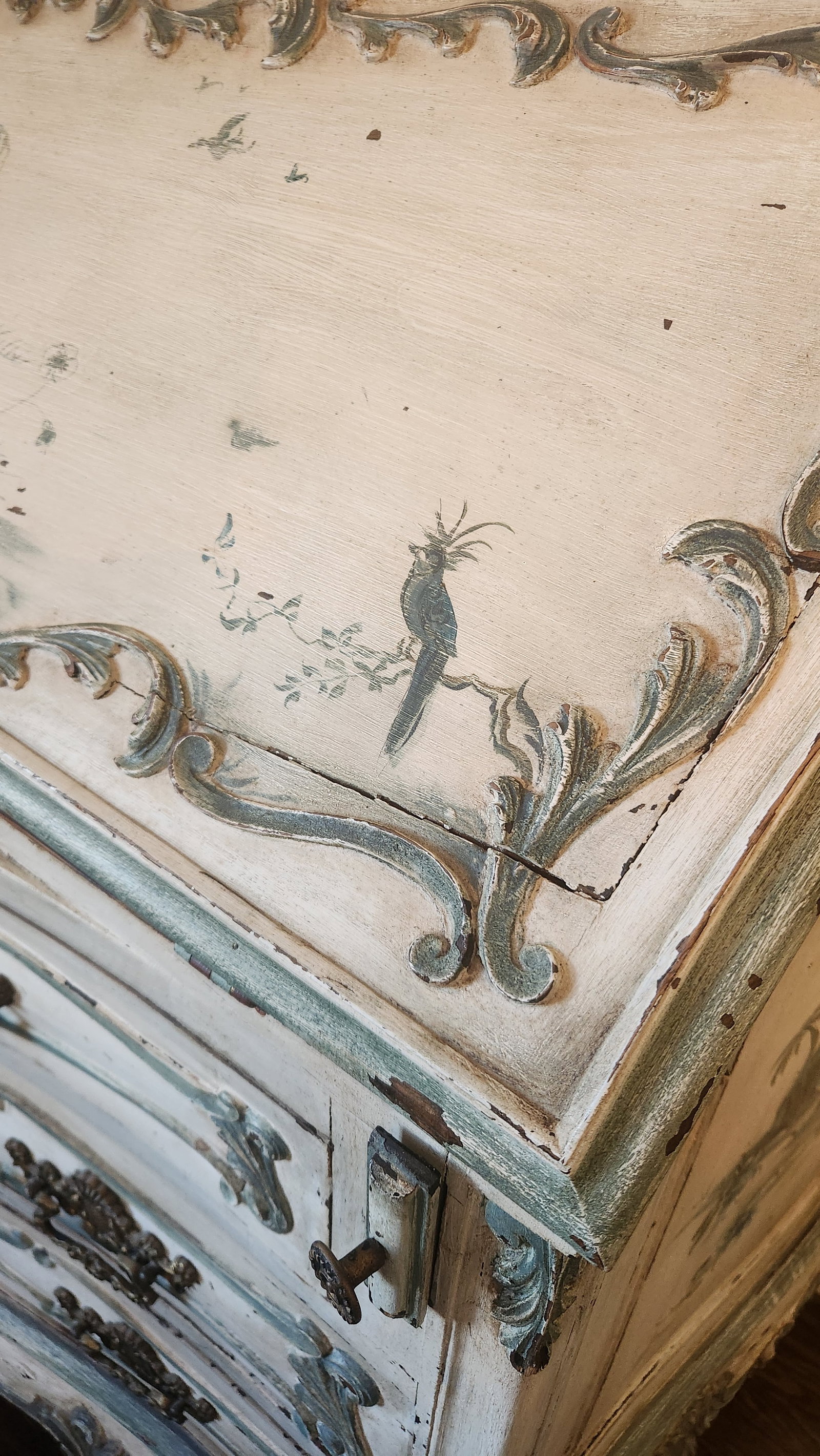 1940s French Louis XV–Style Hand-Painted Secretary Desk by Desbordes, Paris "” - 17