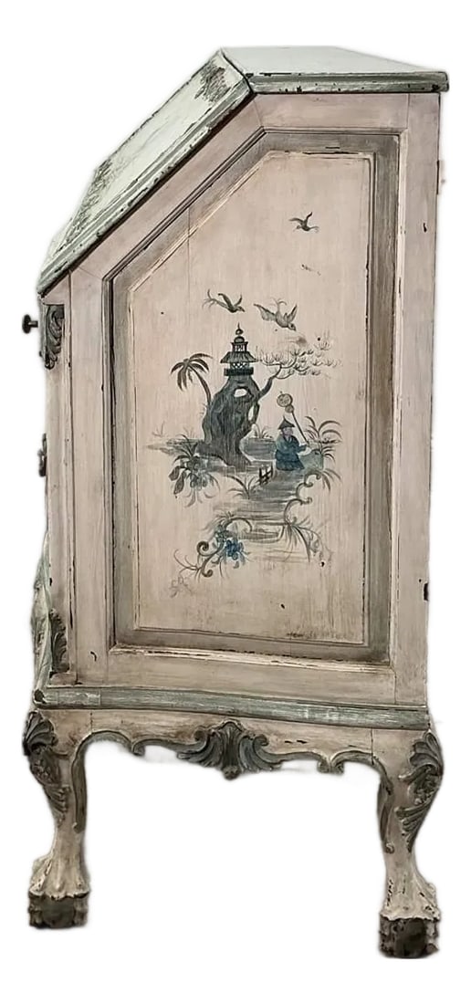 1940s French Louis XV–Style Hand-Painted Secretary Desk by Desbordes, Paris "” - 2