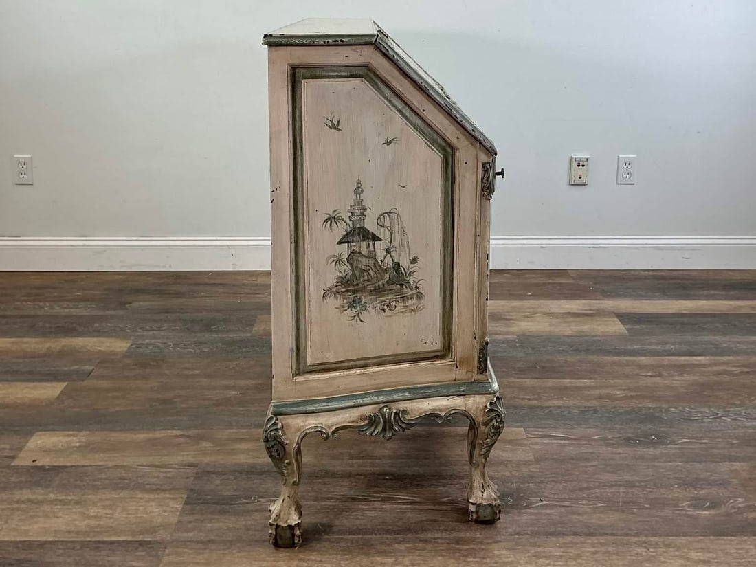 1940s French Louis XV–Style Hand-Painted Secretary Desk by Desbordes, Paris "” - 4