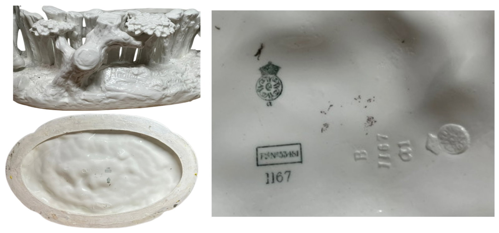 Antique White Porcelain Picket Fence Centerpiece With Courting Couple and Children Royal Worcester 1 - 16