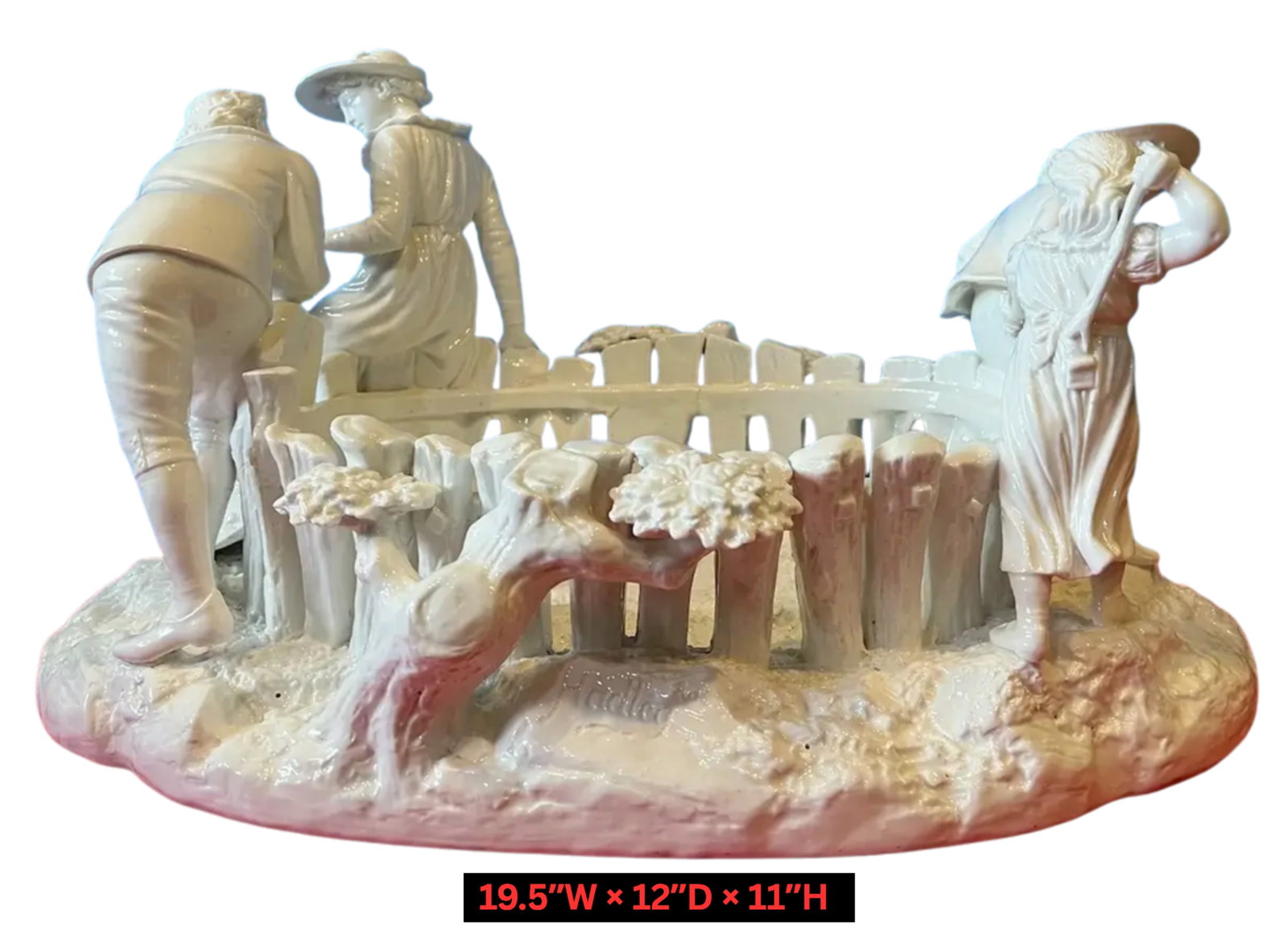 Antique White Porcelain Picket Fence Centerpiece With Courting Couple and Children Royal Worcester 1 - 17