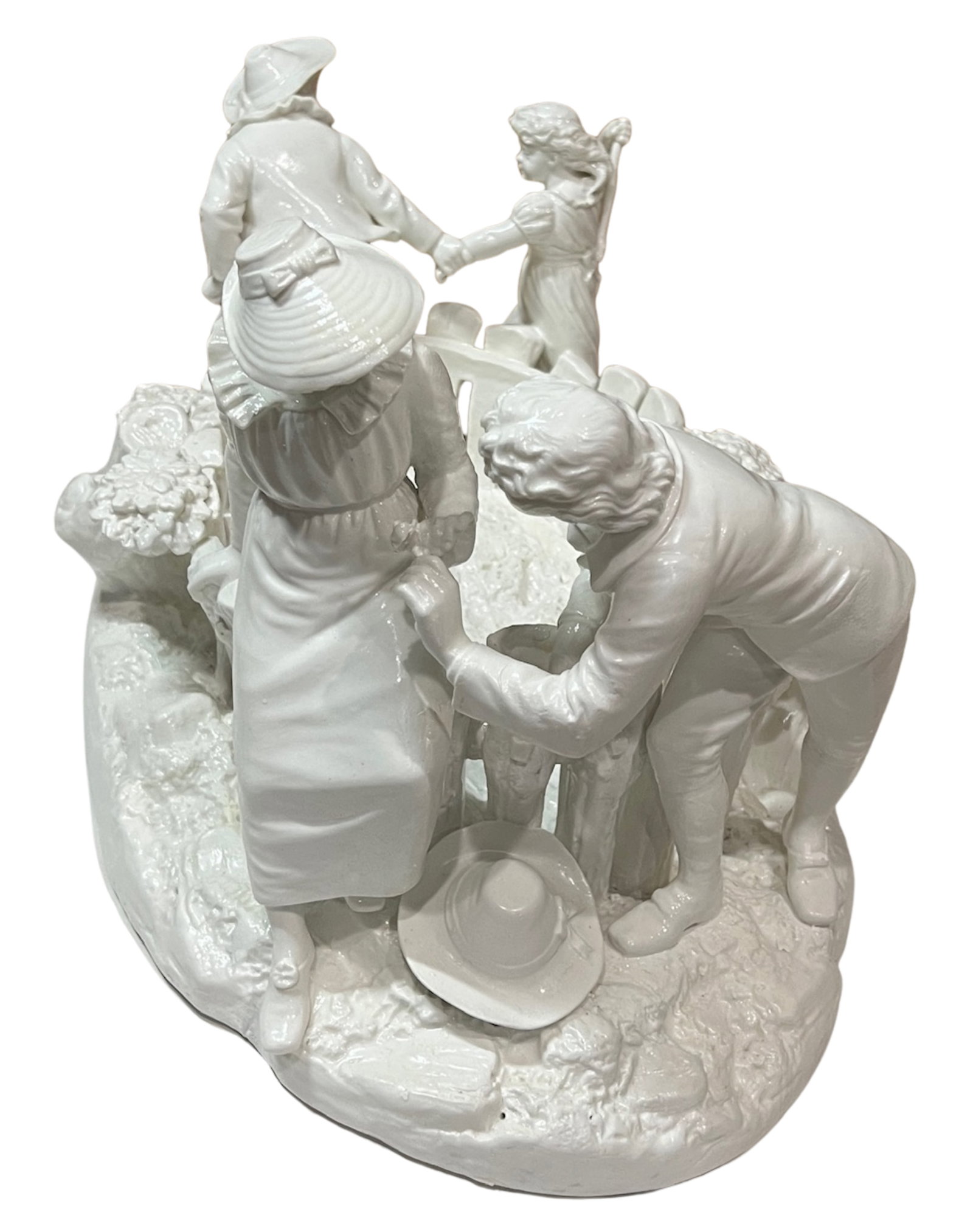 Antique White Porcelain Picket Fence Centerpiece With Courting Couple and Children Royal Worcester 1 - 9