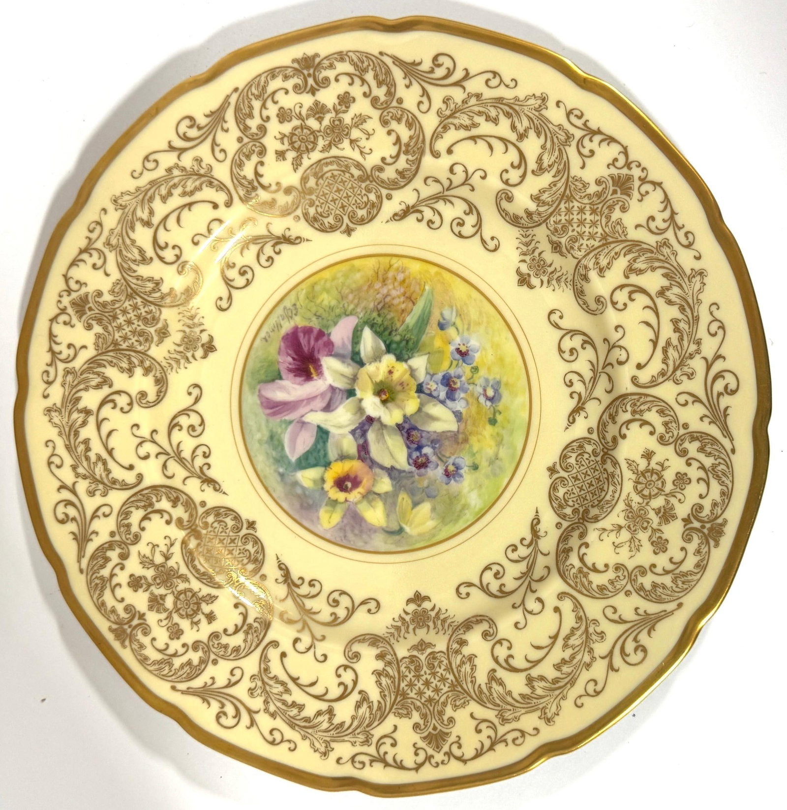 8 Orchid Conservatory Service Plates Painted and Signed E. Challinor for Pickard - 3