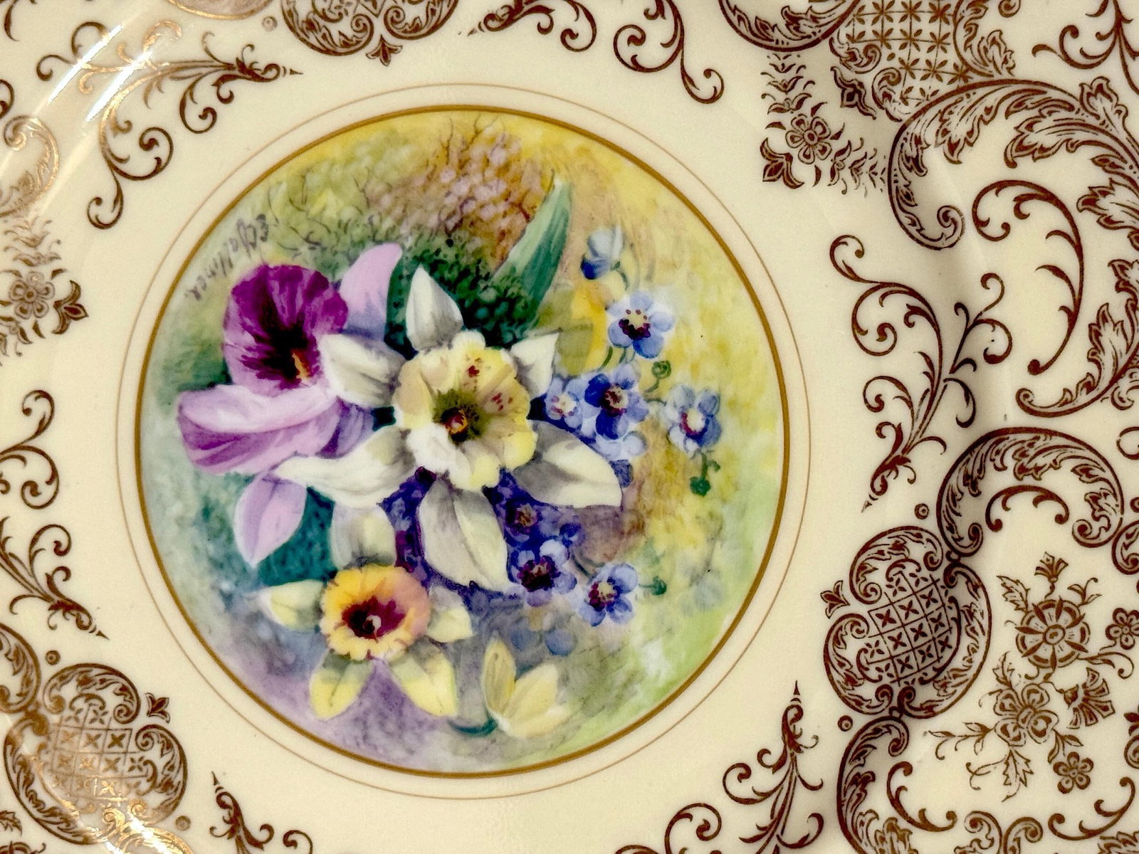 8 Orchid Conservatory Service Plates Painted and Signed E. Challinor for Pickard - 4