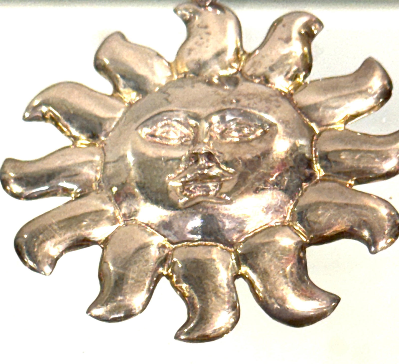 Attributed to Sergio Bustamante, Mexican Sterling Silver Sun Face Pendant, 1990s - 12