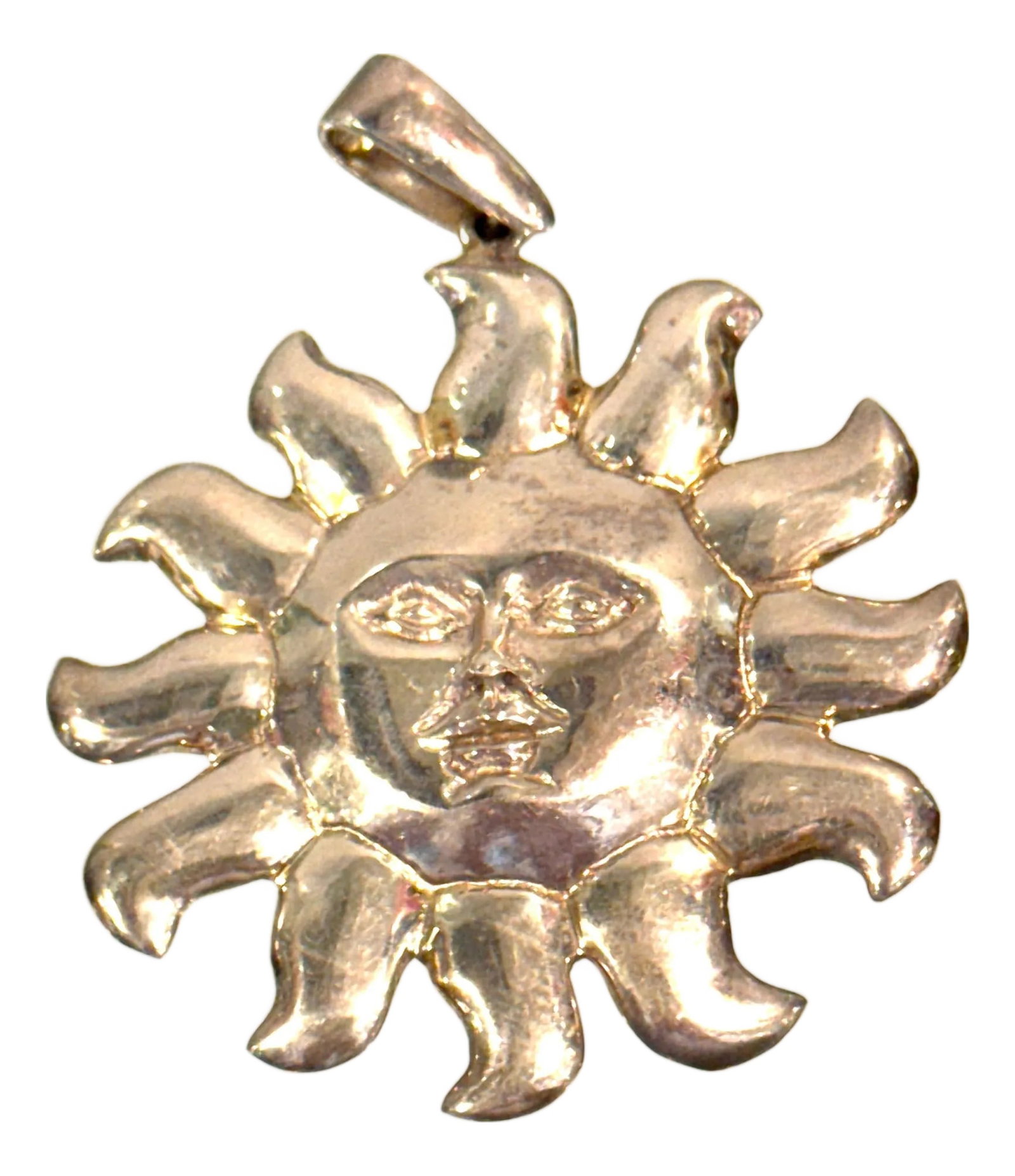 Attributed to Sergio Bustamante, Mexican Sterling Silver Sun Face Pendant, 1990s (1 of 18)