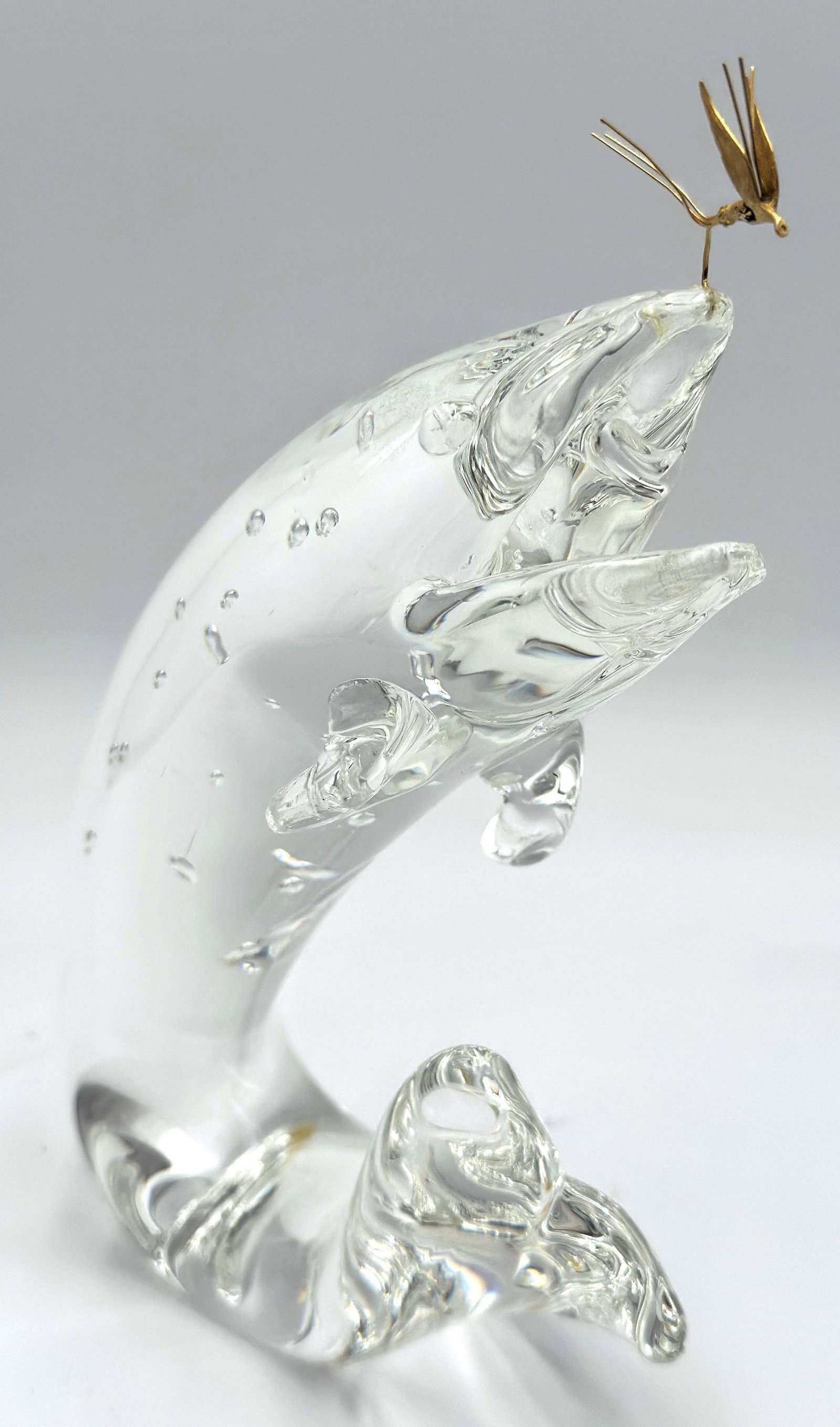 Steuben Glass & 18K Gold "Trout & Fly" by James Houston, Introduced 1966 - 15